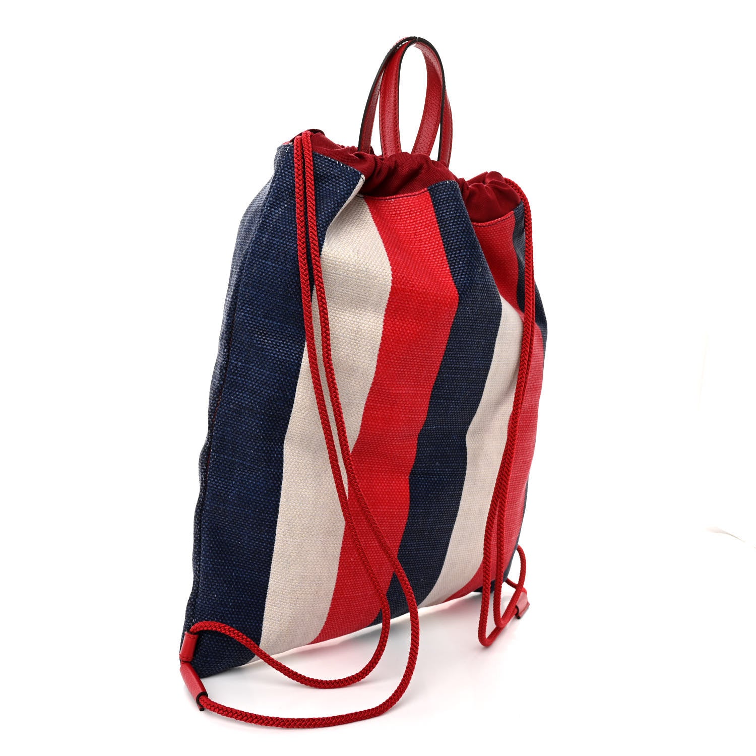 Gucci Canvas Logo Sylvie Stripe Drawstring Backpack Red 3 of 9