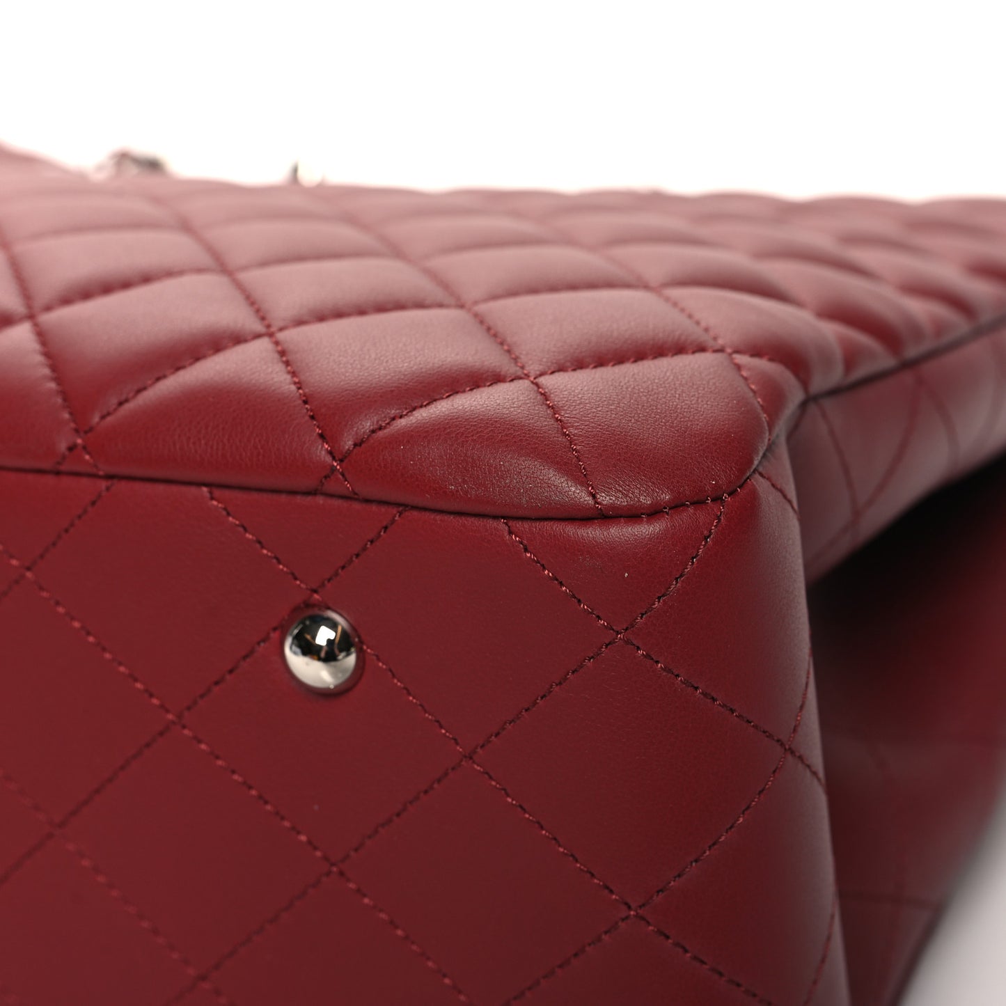 Calfskin Quilted Large Classic Shopping Tote Burgundy