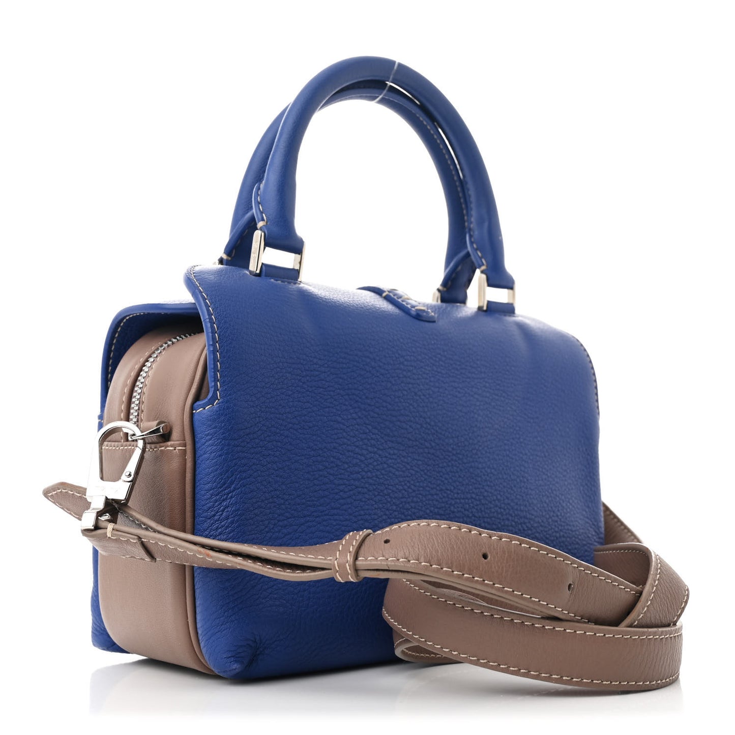 Grained Calfskin Bridle P Shoulder Bag Blue Warm Mastic