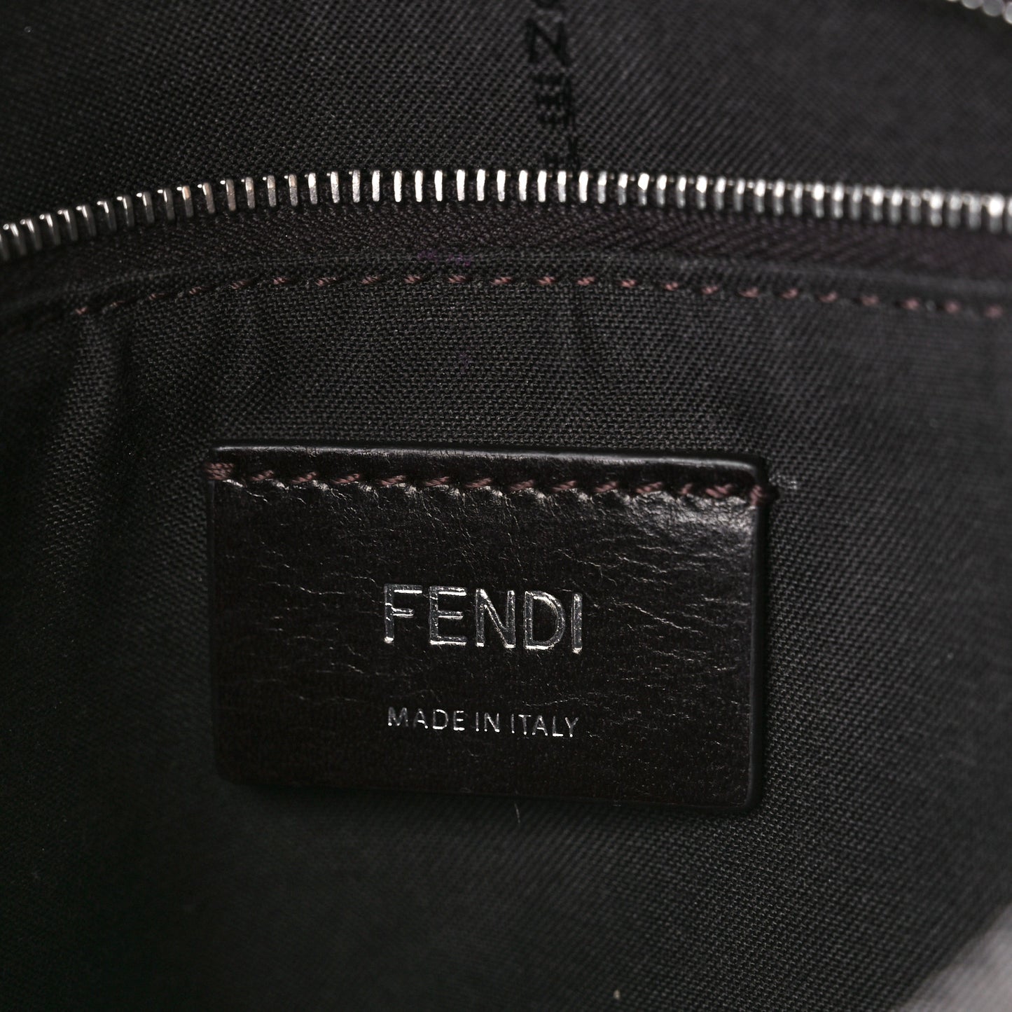 Glazed Fabric Vitello Century FF 1974 Stamp Patch Messenger Bag Mogano Panna Black