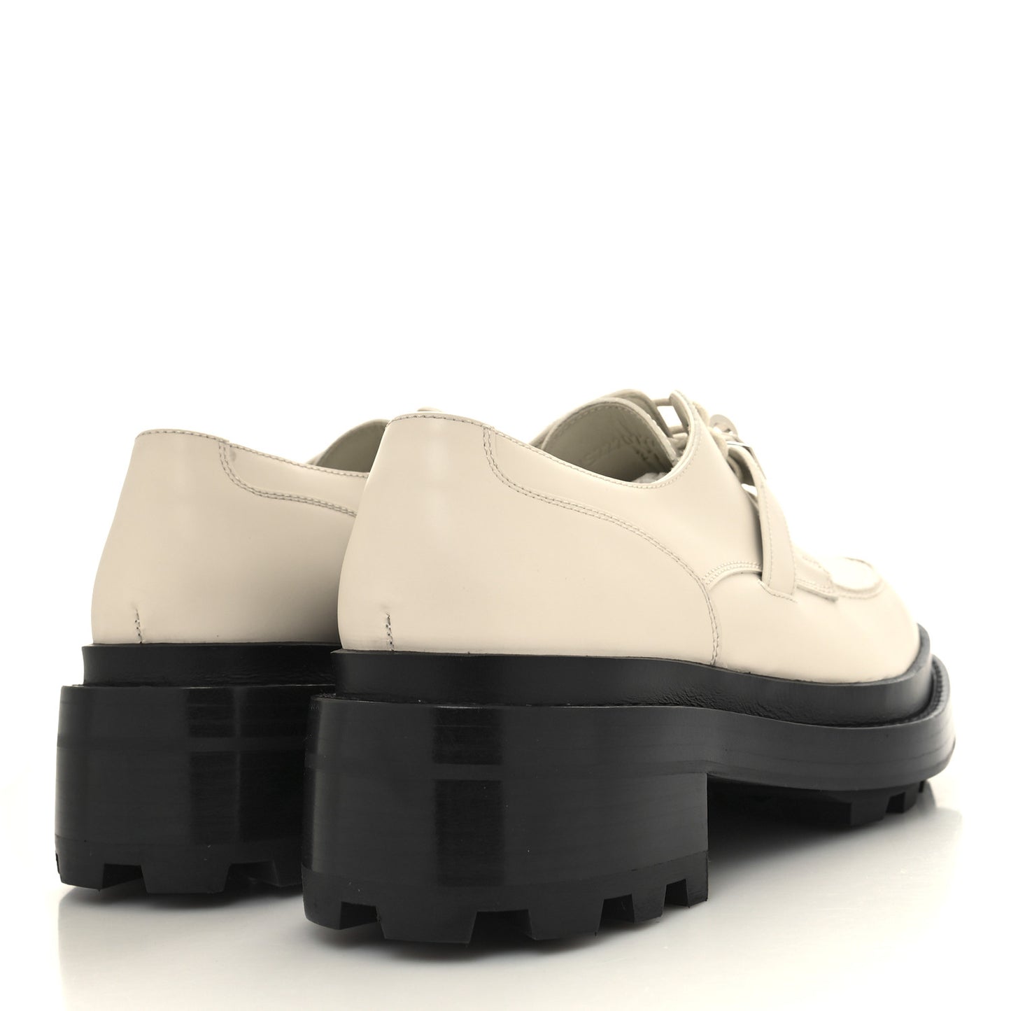 Glazed Calfskin Womens First Derby Shoes 37 Beige Glaise