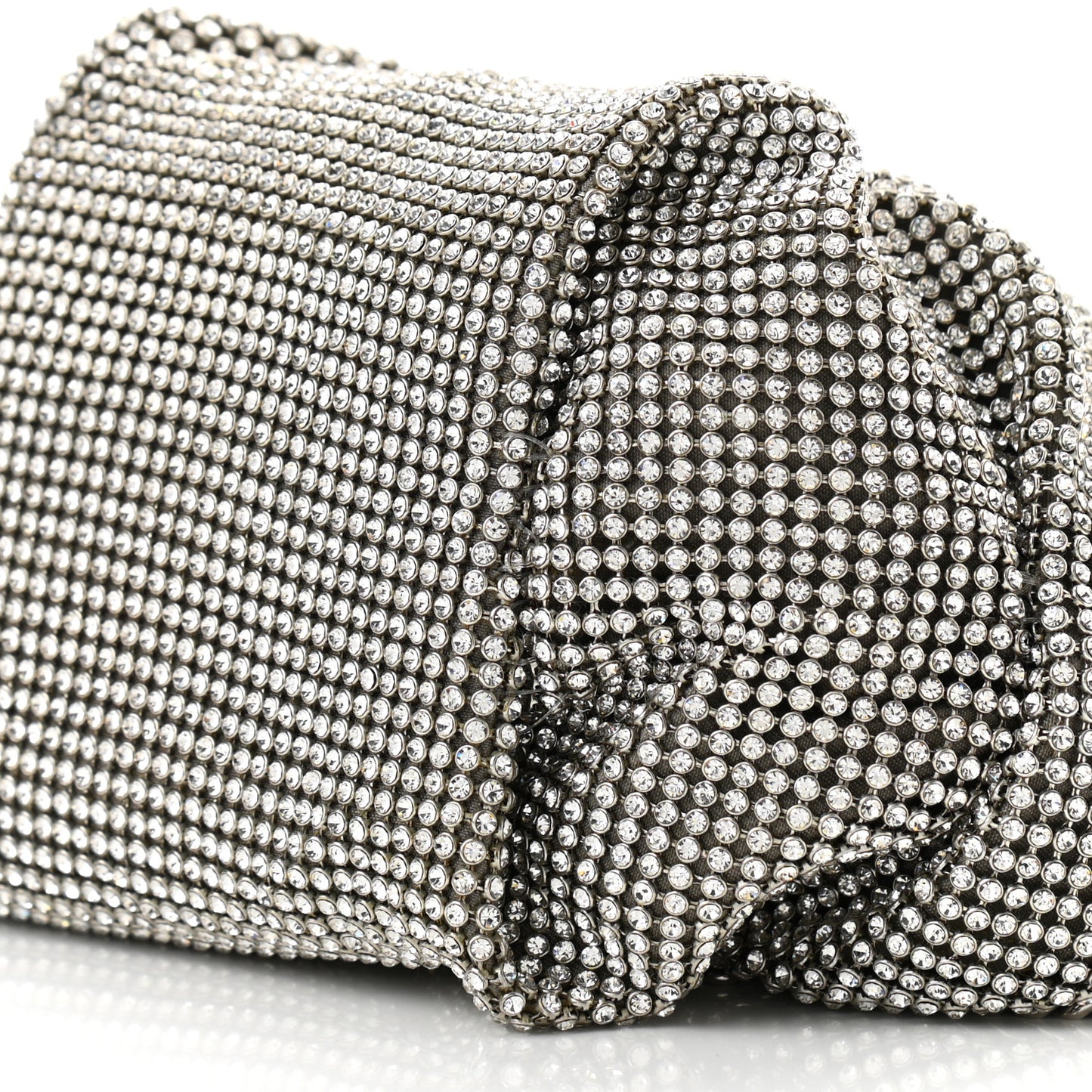 Satin Crystal Embellished Bonny Shoulder Bag Silver