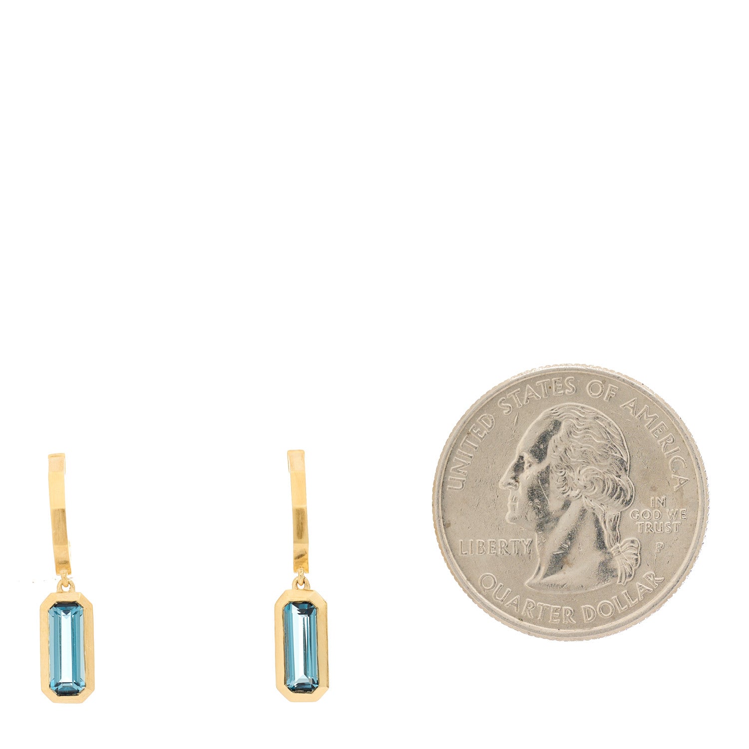 David Yurman 18K Yellow Gold Blue Topaz Novella Hoop Drop Earrings 2 of 5