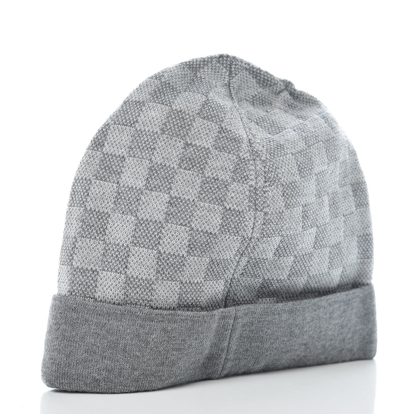Wool Bonnet Petit Damier Beanie Hat Grey