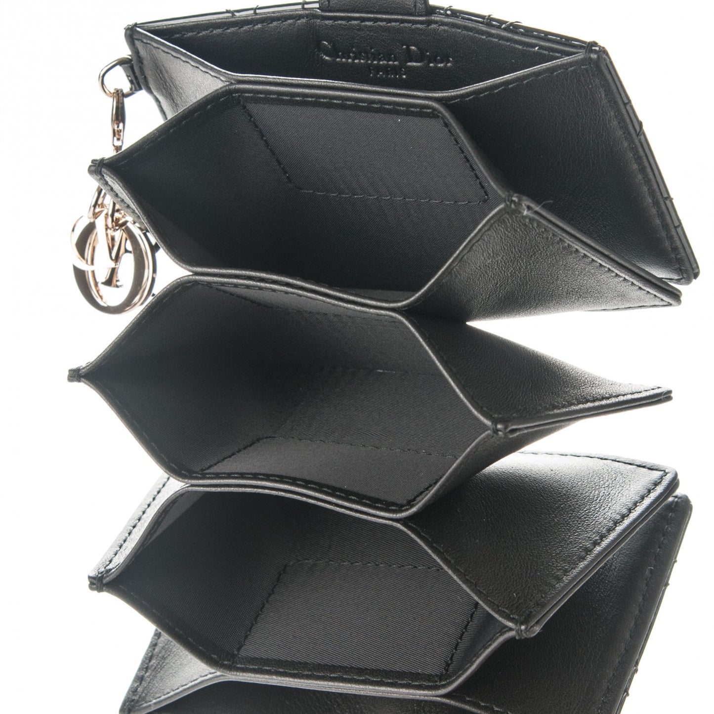 Patent Cannage Lady Dior 5-Gusset Card Holder Black