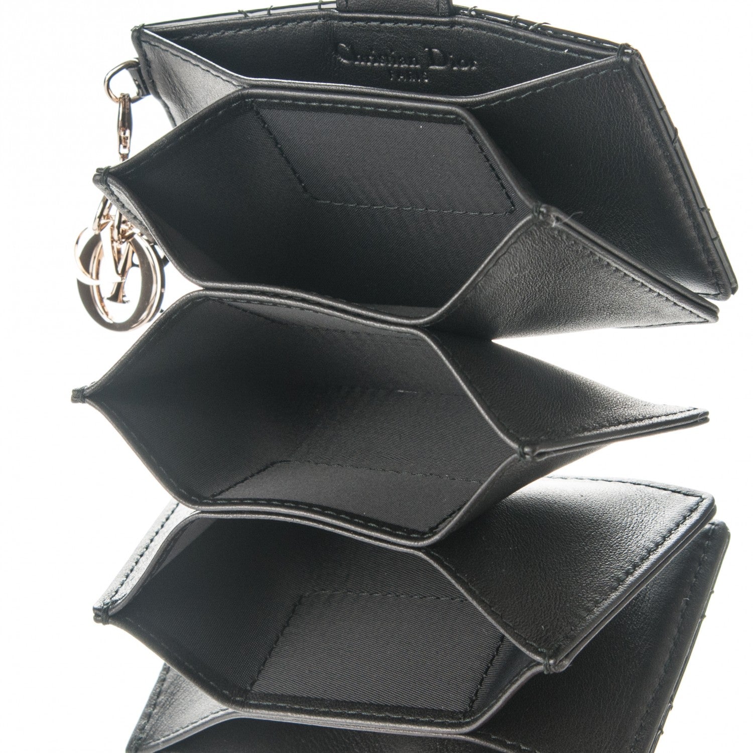Christian Dior Patent Cannage Lady Dior 5-Gusset Card Holder Black 5 of 7