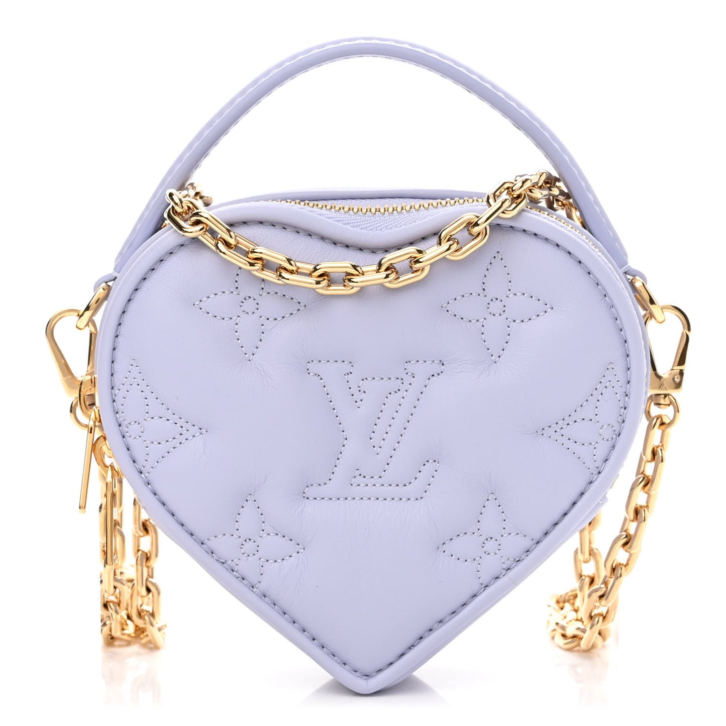 Calfskin Embroidered Monogram Pop My Heart Bag Pouch Lilac