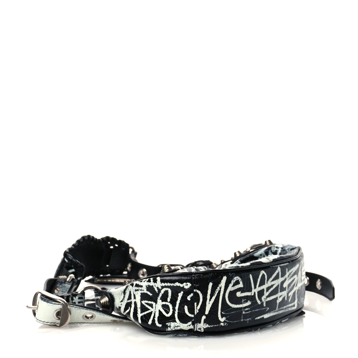 Agneau Arena Graffiti Le Cagole Shoulder Bag XS Black