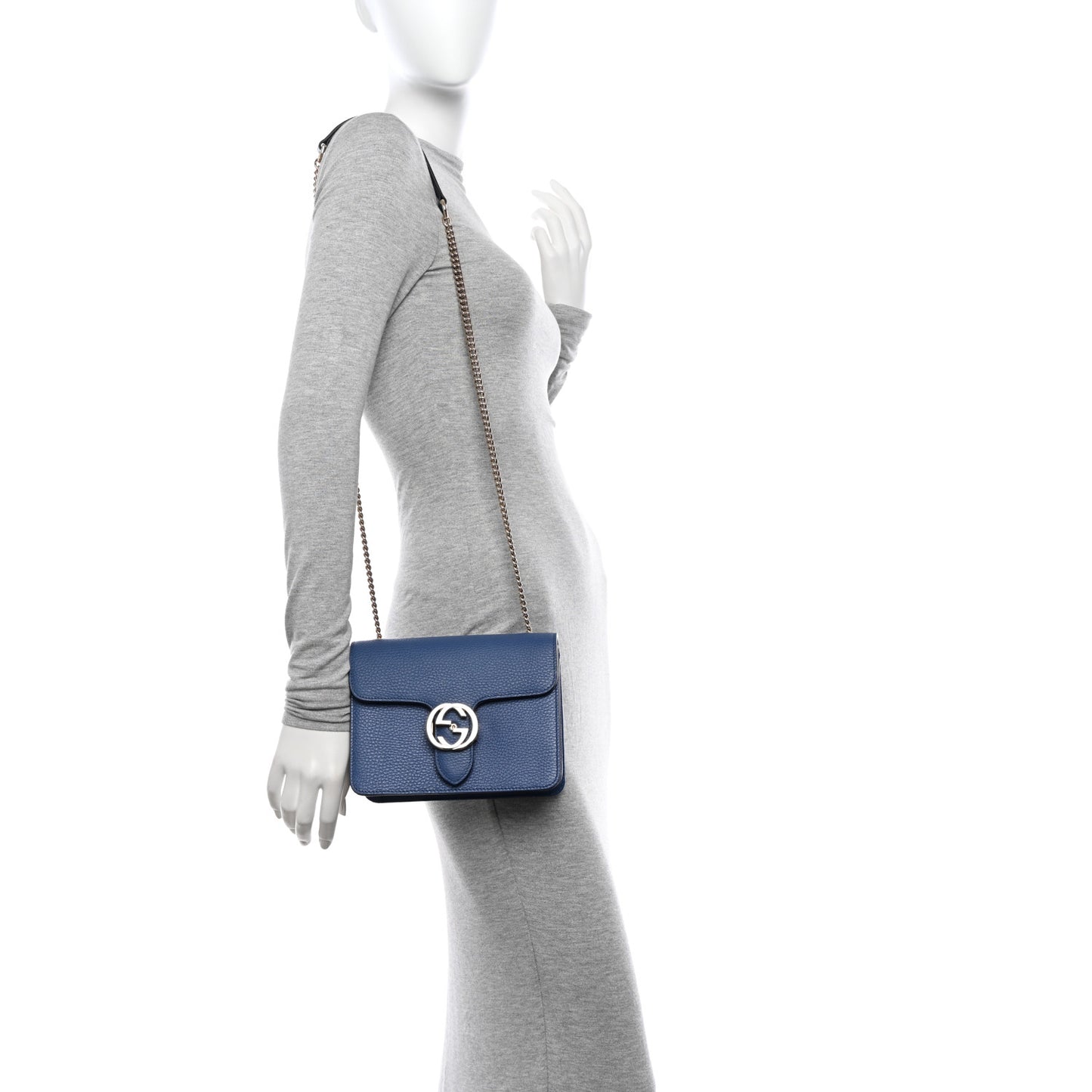 Dollar Calfskin Small Interlocking G Shoulder Bag Caspian
