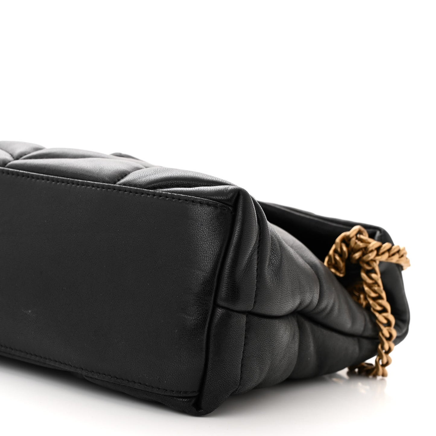 Lambskin Quilted Small Loulou Puffer Monogram Chain Satchel Black