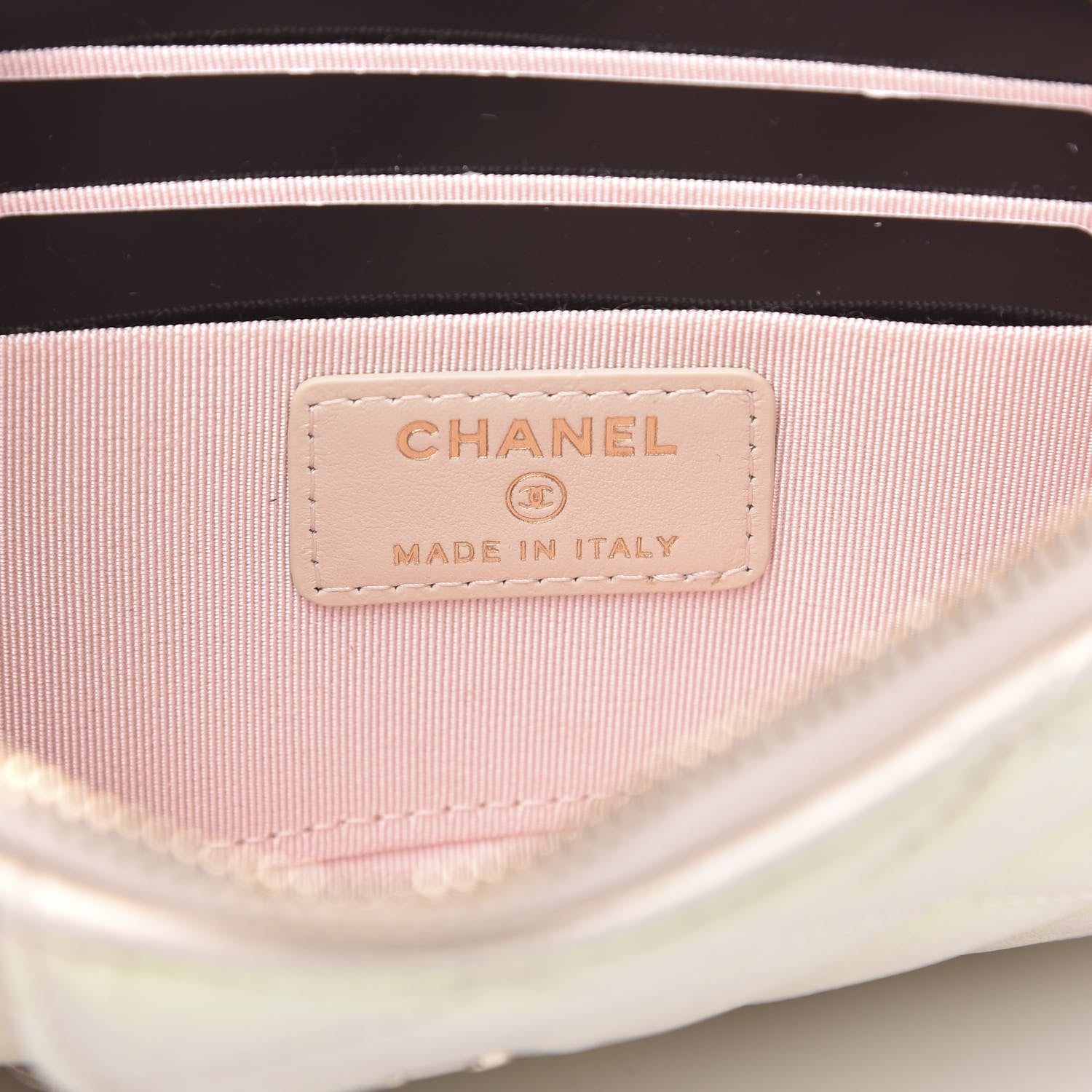 Chanel Iridescent Lambskin Quilted Classic Flat Wallet Pouch Ivory 6 of 10