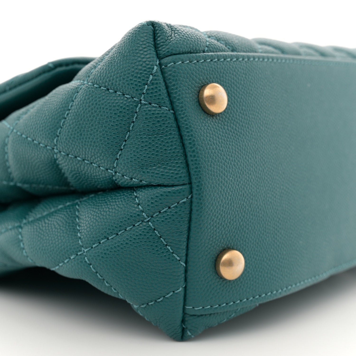 Chanel Caviar Quilted Small Coco Handle Flap Dark Turquoise 9 of 11
