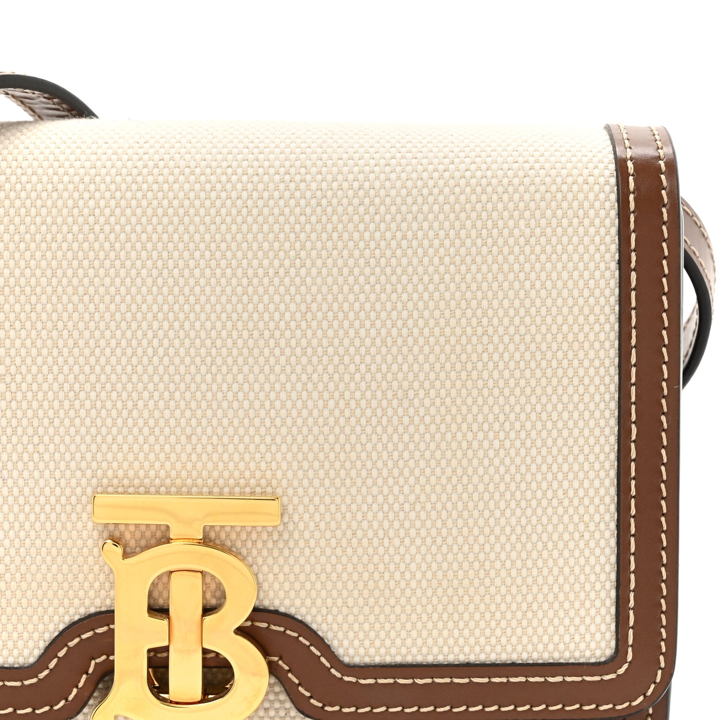 Canvas Calfskin Small TB Bag Natural Malt Brown