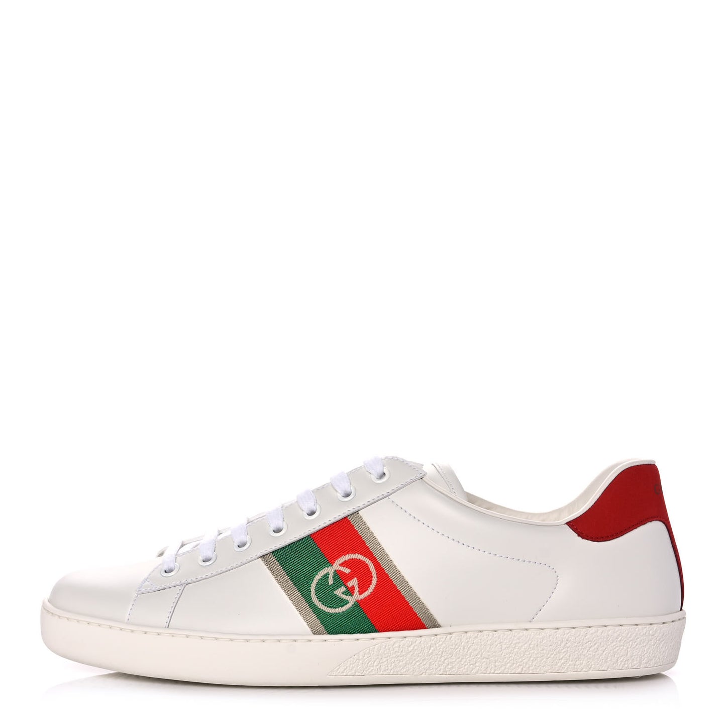Calfskin Web Interlocking G Mens Ace Sneakers 11 White