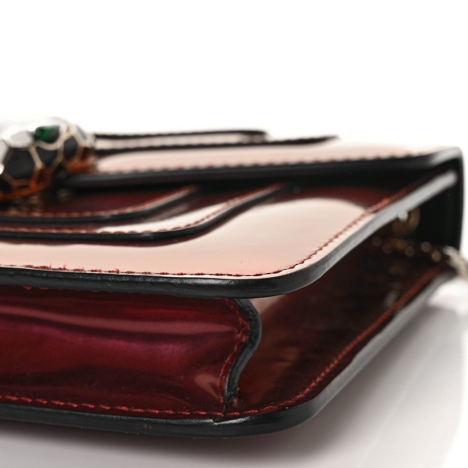 Bulgari Metallic Calfskin Small Serpenti Forever Snake Strap Crossbody Bag Dark Red 7 of 7