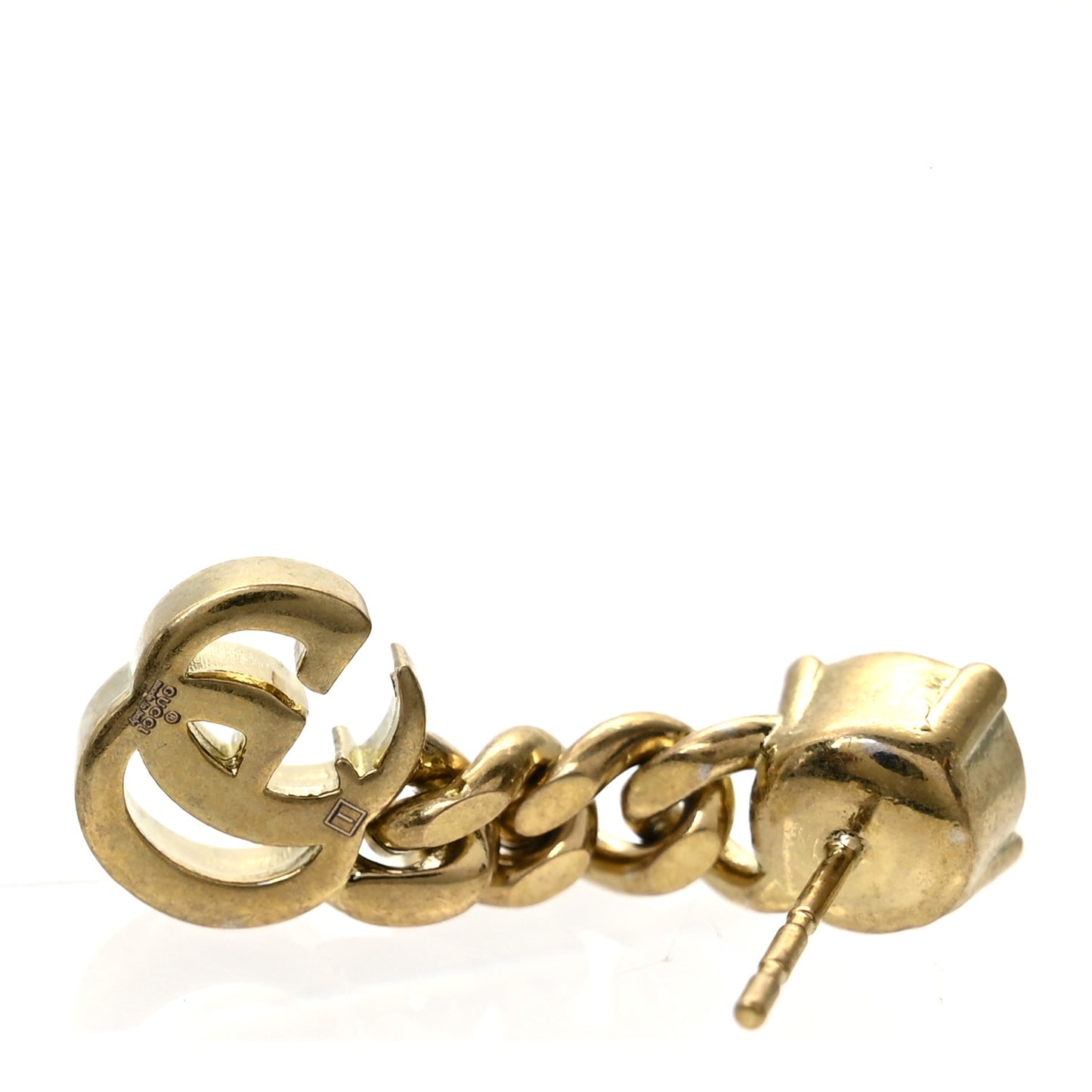 Metal Pearl Double G Chain Drop Earrings Gold