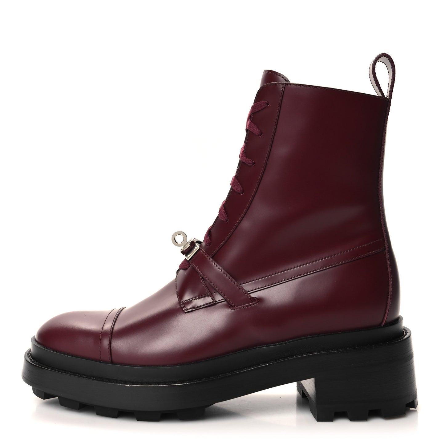 Glossed Calfskin Funk Ankle Boots 38 Rouge H