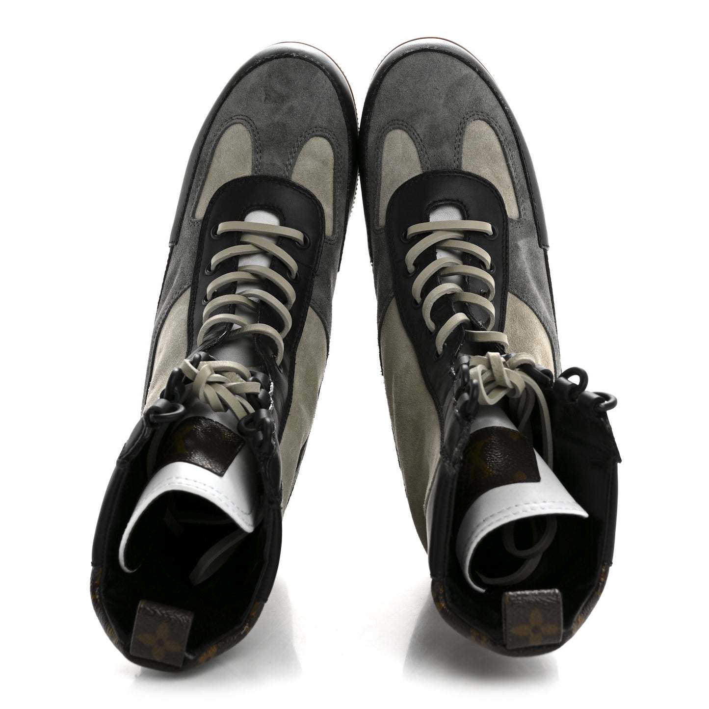 Suede Calfskin Monogram Laureate Platform Desert Boots 40 Grey
