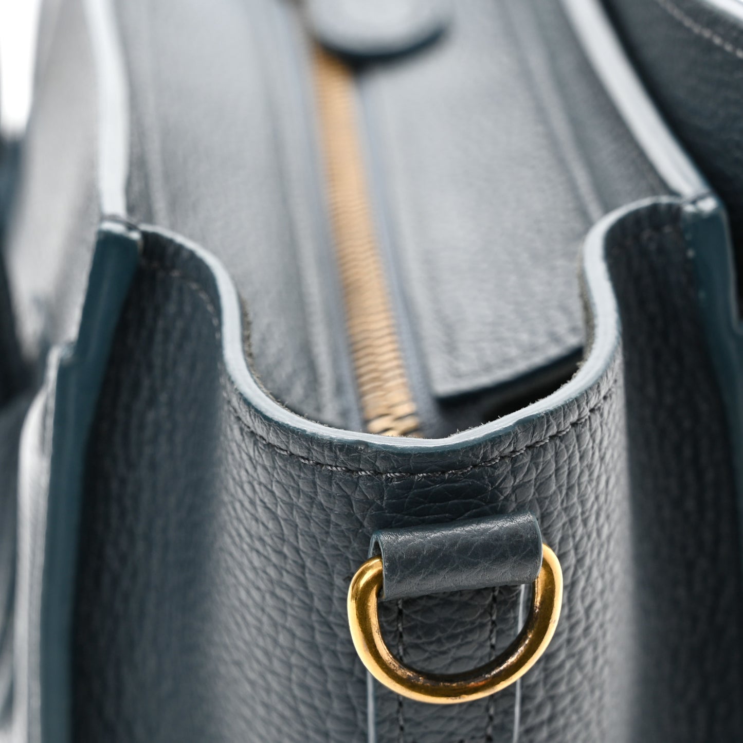 Baby Drummed Calfskin Nano Luggage Petrol