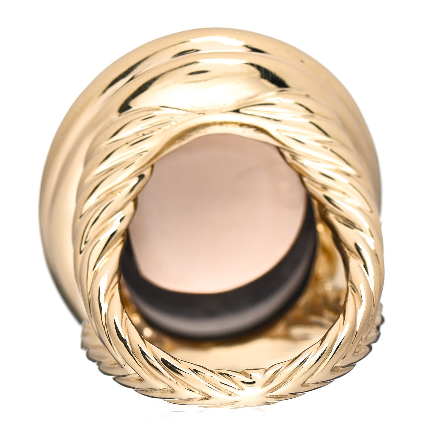 18K Yellow Gold Smoky Quartz 21mm Oval Signature Ring 54 6.75