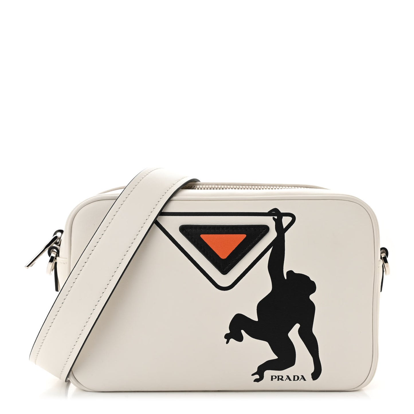 City Calf Monkey Print Camera Bag White Papaya