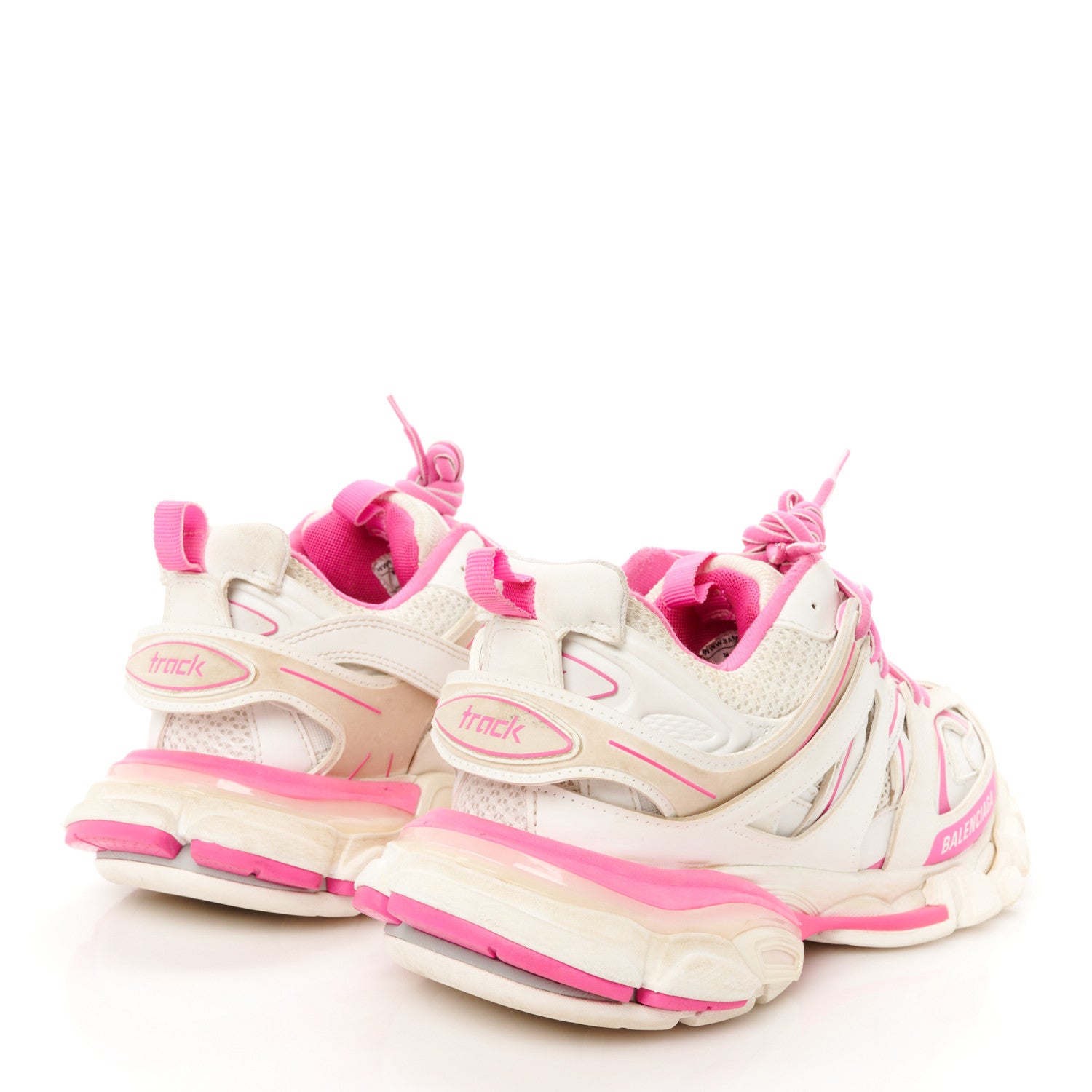 Balenciaga Mesh Rubber Bi-Color Womens Track Sneakers 40 White Fluo Pink 5 of 10
