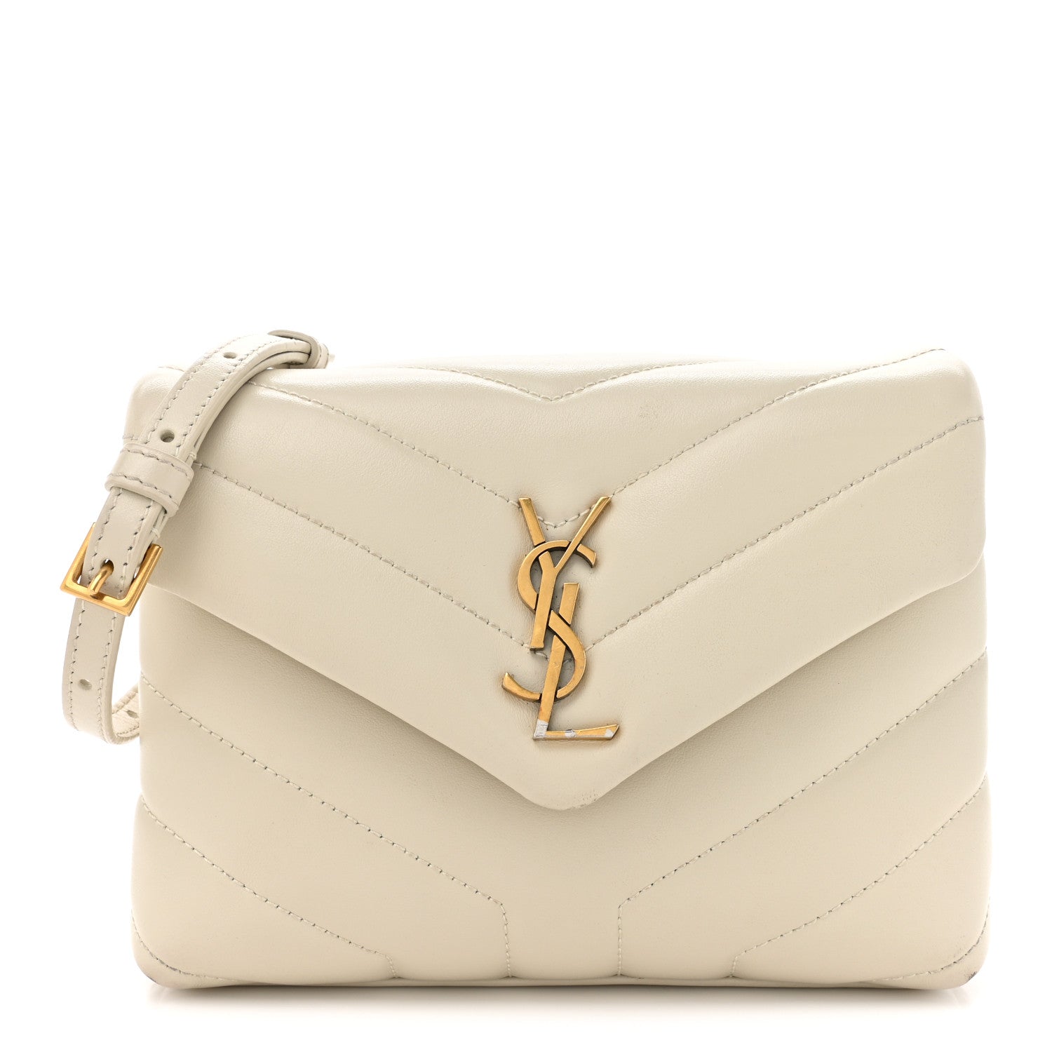 Saint Laurent Calfskin Y Quilted Monogram Toy Loulou Crossbody Bag Crema Soft 1 of 14