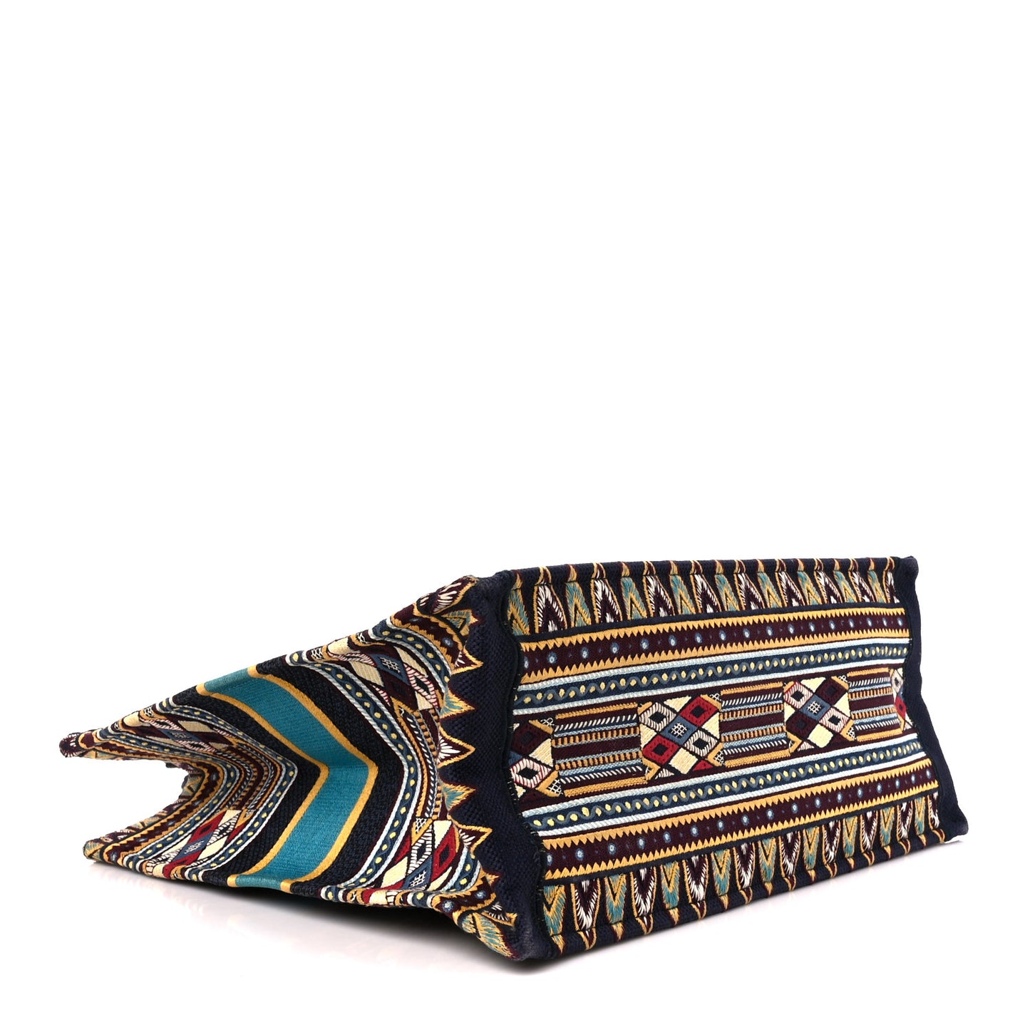 Canvas Embroidered Book Tote Blue Multicolor