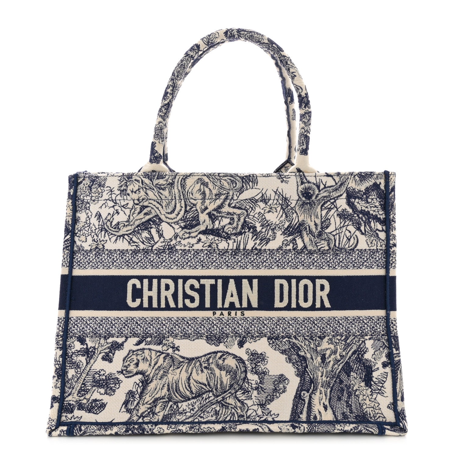 Christian Dior Canvas Embroidered Medium Dioriviera Toile De Jouy Book Tote Blue 1 of 12
