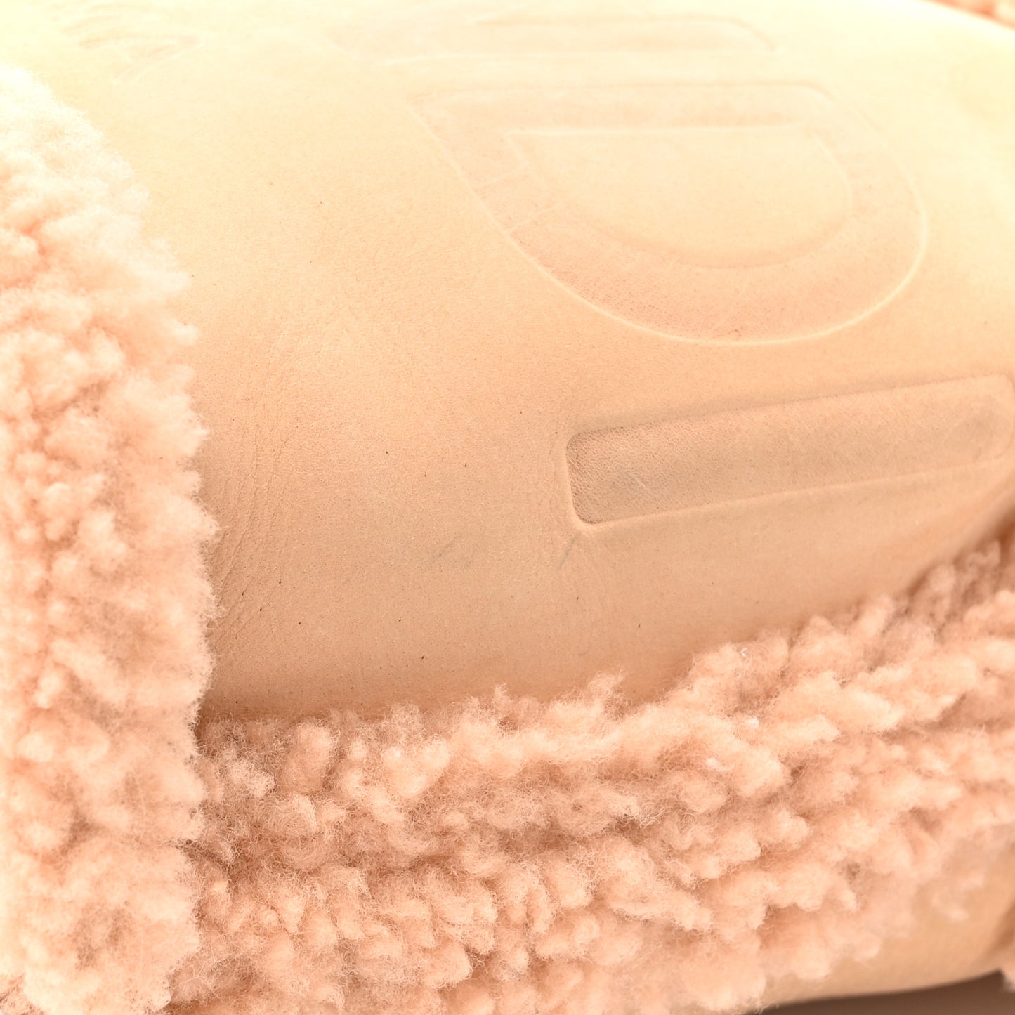 Shearling Suede F is Fendi Logo Embossed Mini Mon Tresor Bucket Bag Light Rose