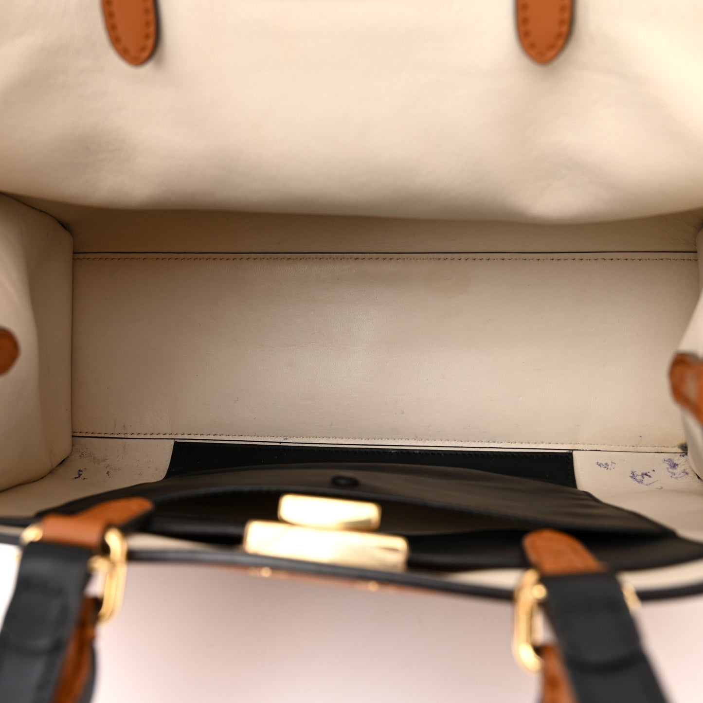 Vitello Seta Century Small Peekaboo X-Tote Brandy Black