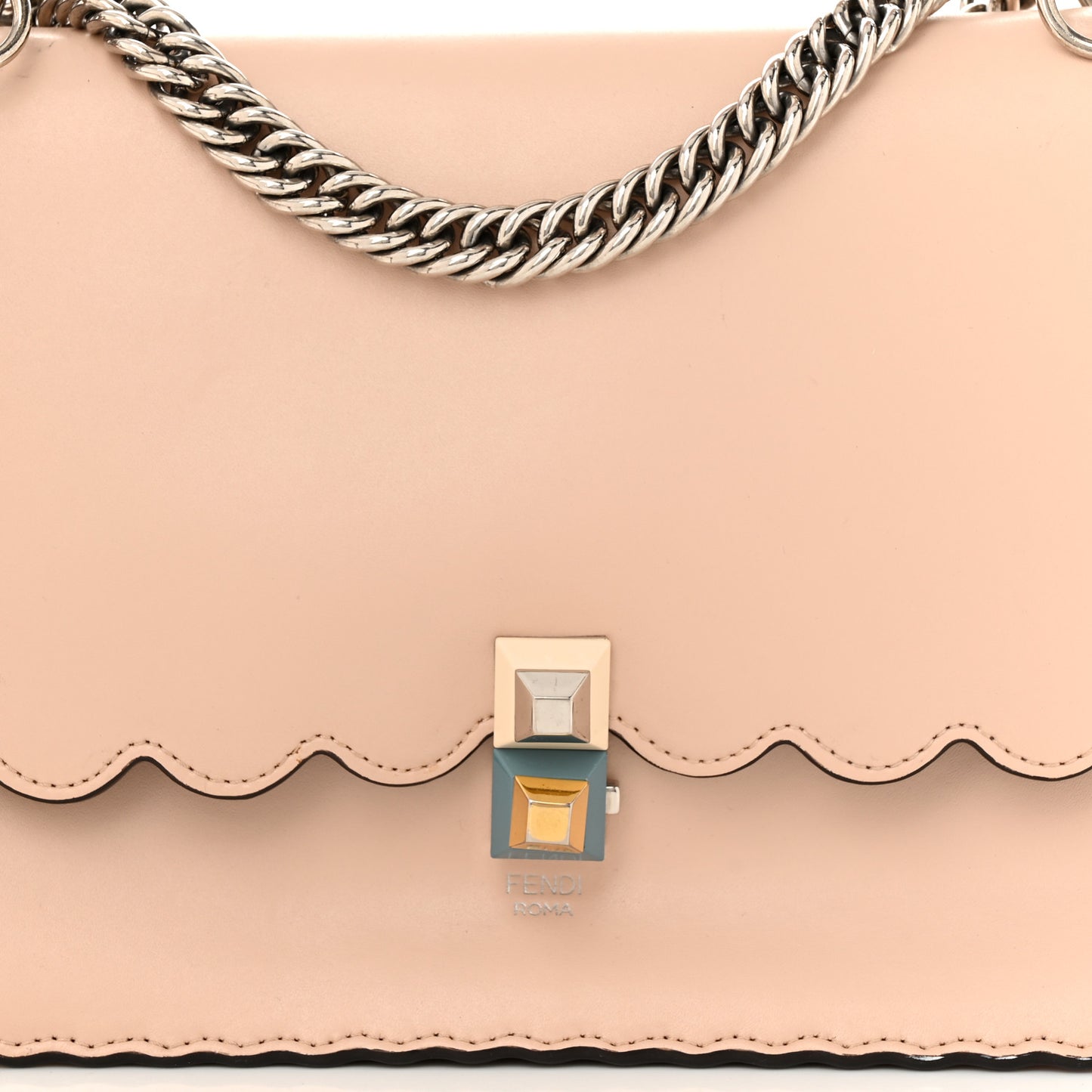 Vitello Liberty Scalloped Studded Kan I Shoulder Bag Plaster