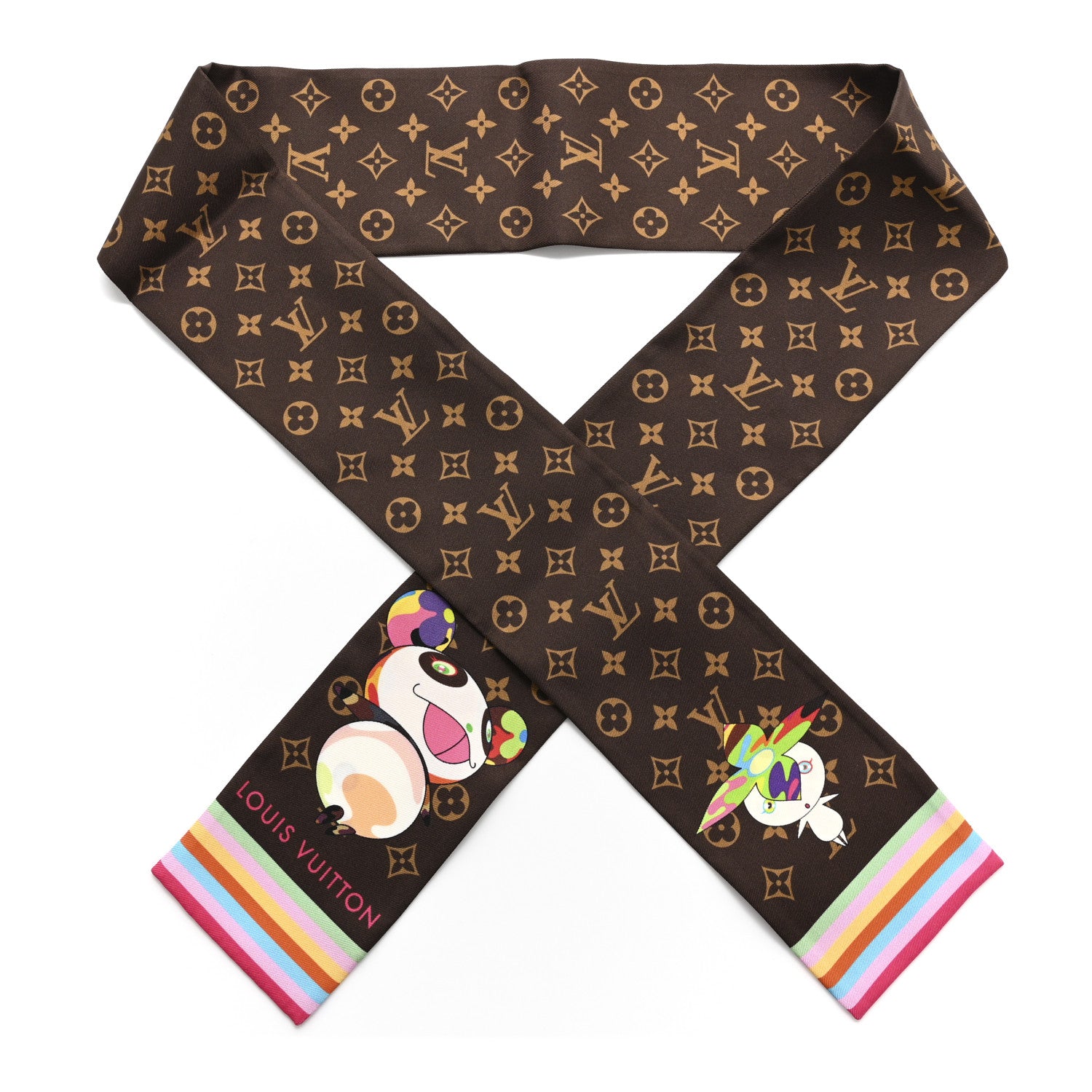 LOUIS VUITTON モノグラムスカーフ Louis Vuitton LV X TM Silk Monogram Superflat Character Bandeau