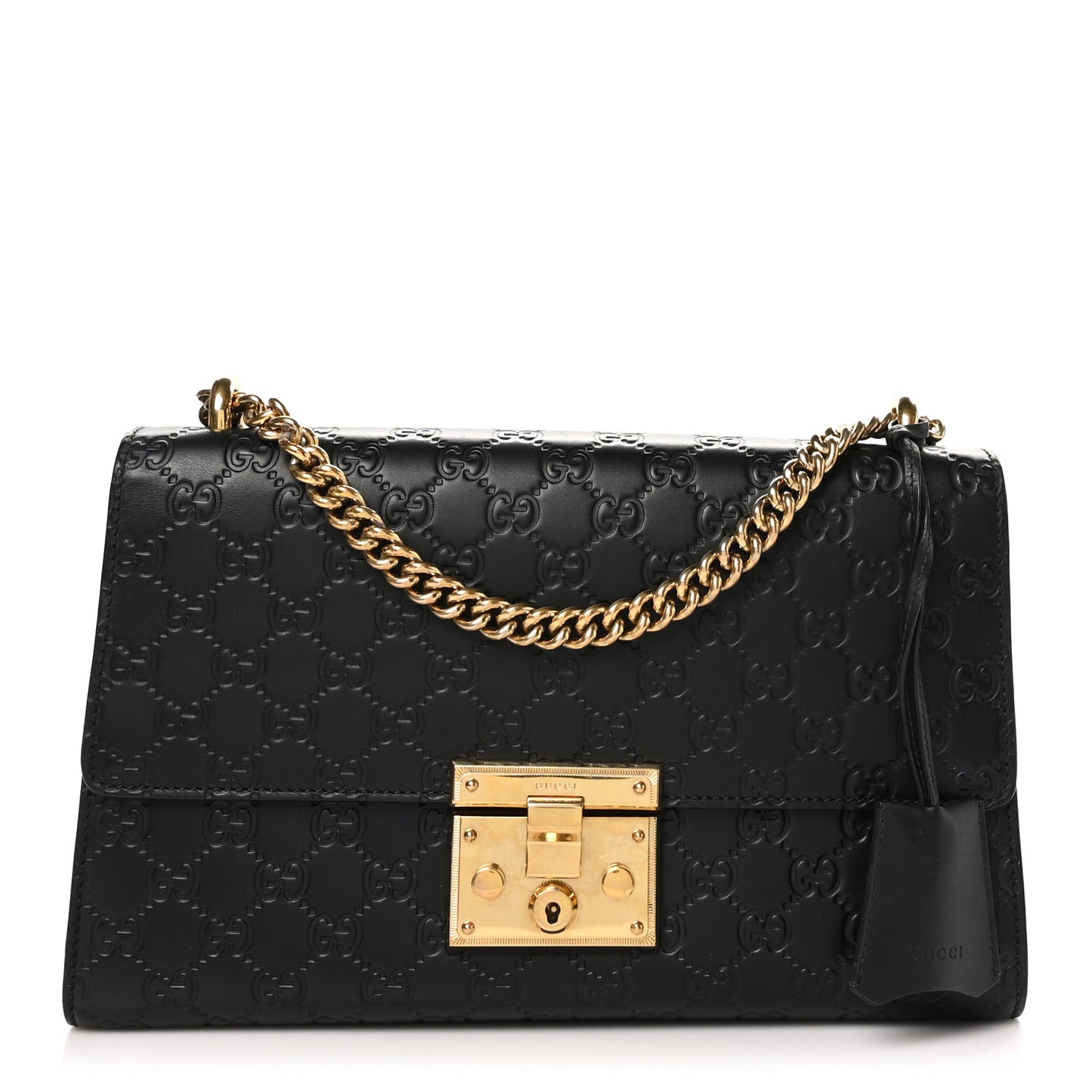 Guccissima Medium Padlock Shoulder Bag Black