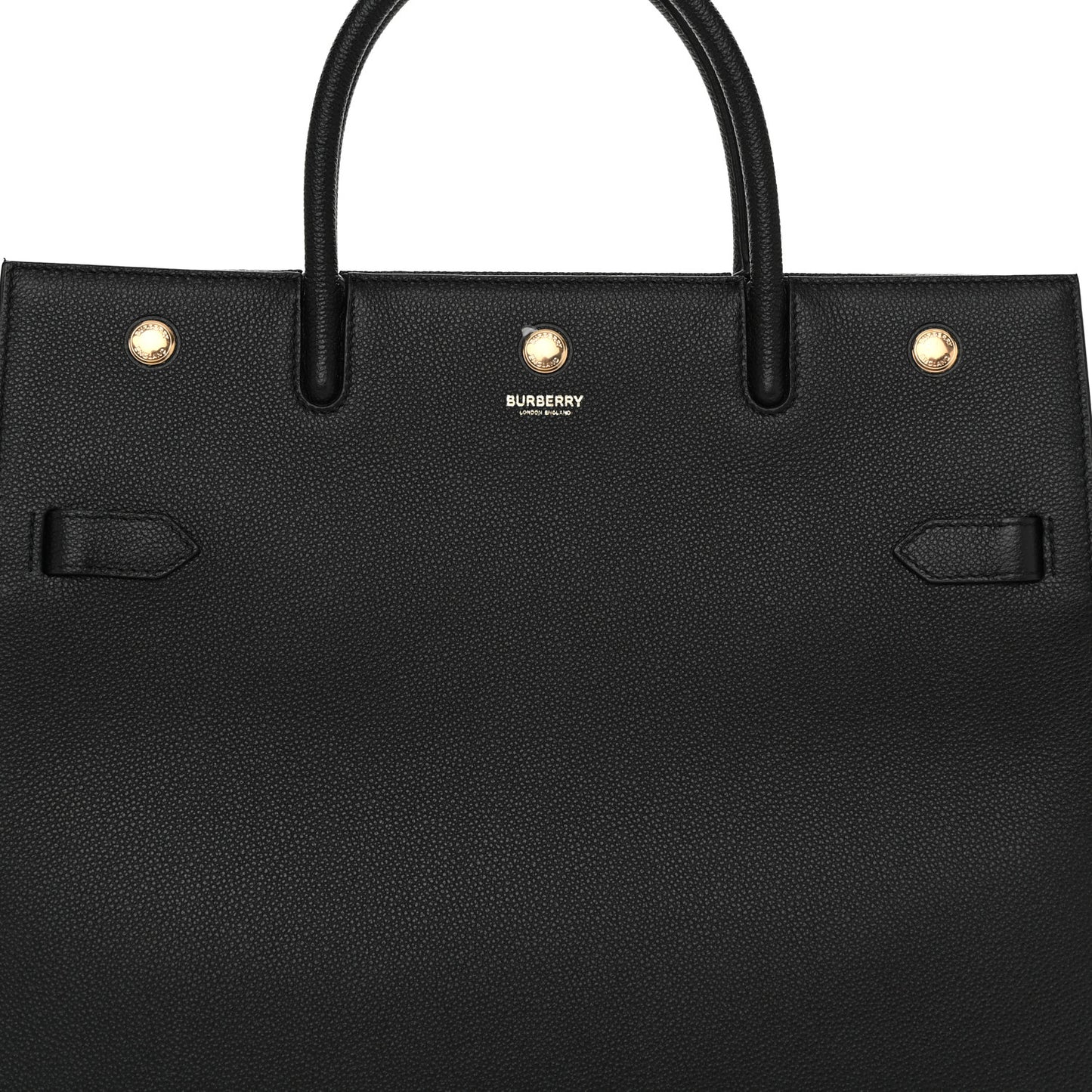 Grainy Calfskin Large Title Tote Black