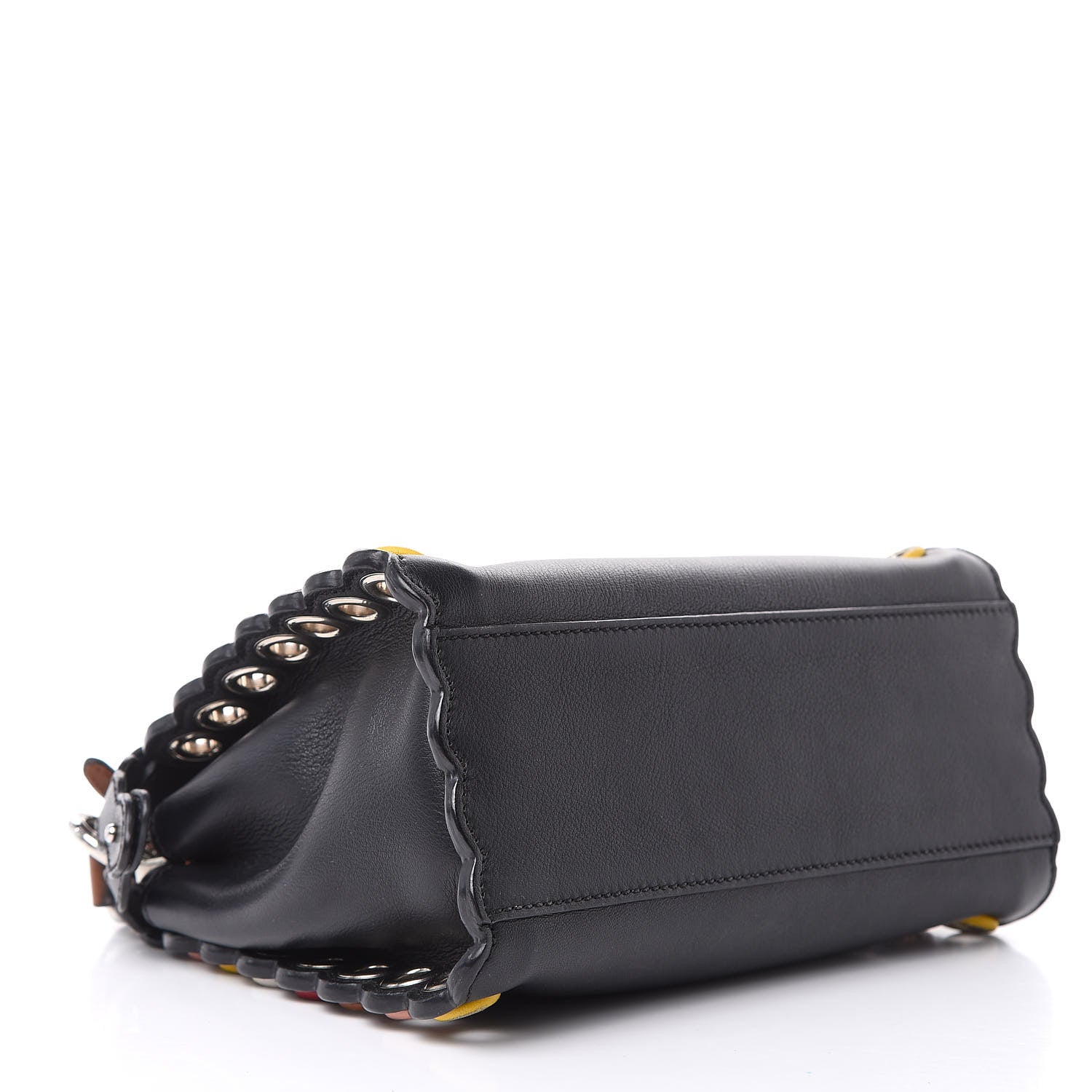 Fendi Nappa Scalloped Grommet Mini Peekaboo Iconic Satchel Black Multicolor 4 of 14