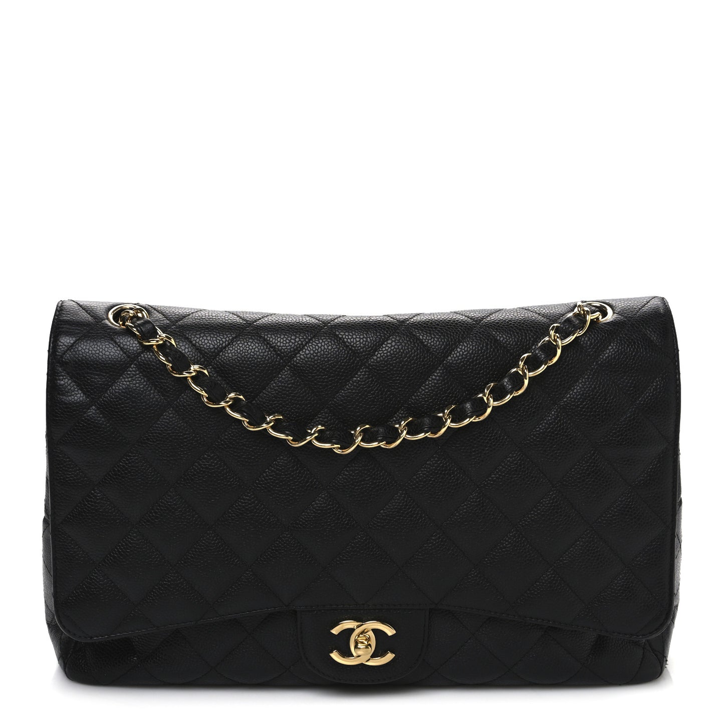 Caviar Quilted Maxi Double Flap Black