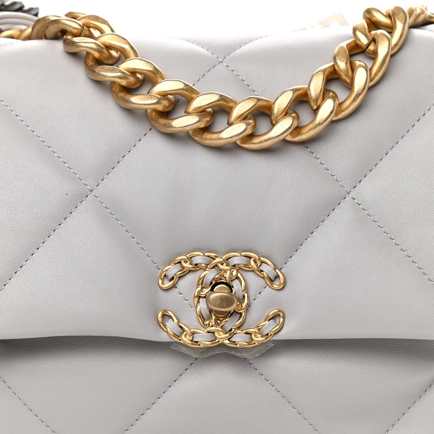 Lambskin Quilted Large Chanel 19 Flap Grey