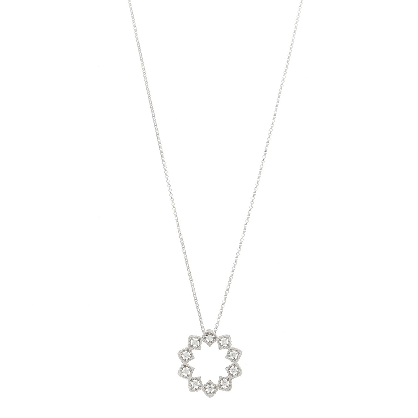 18K White Gold Diamond Barocco Pendant Necklace