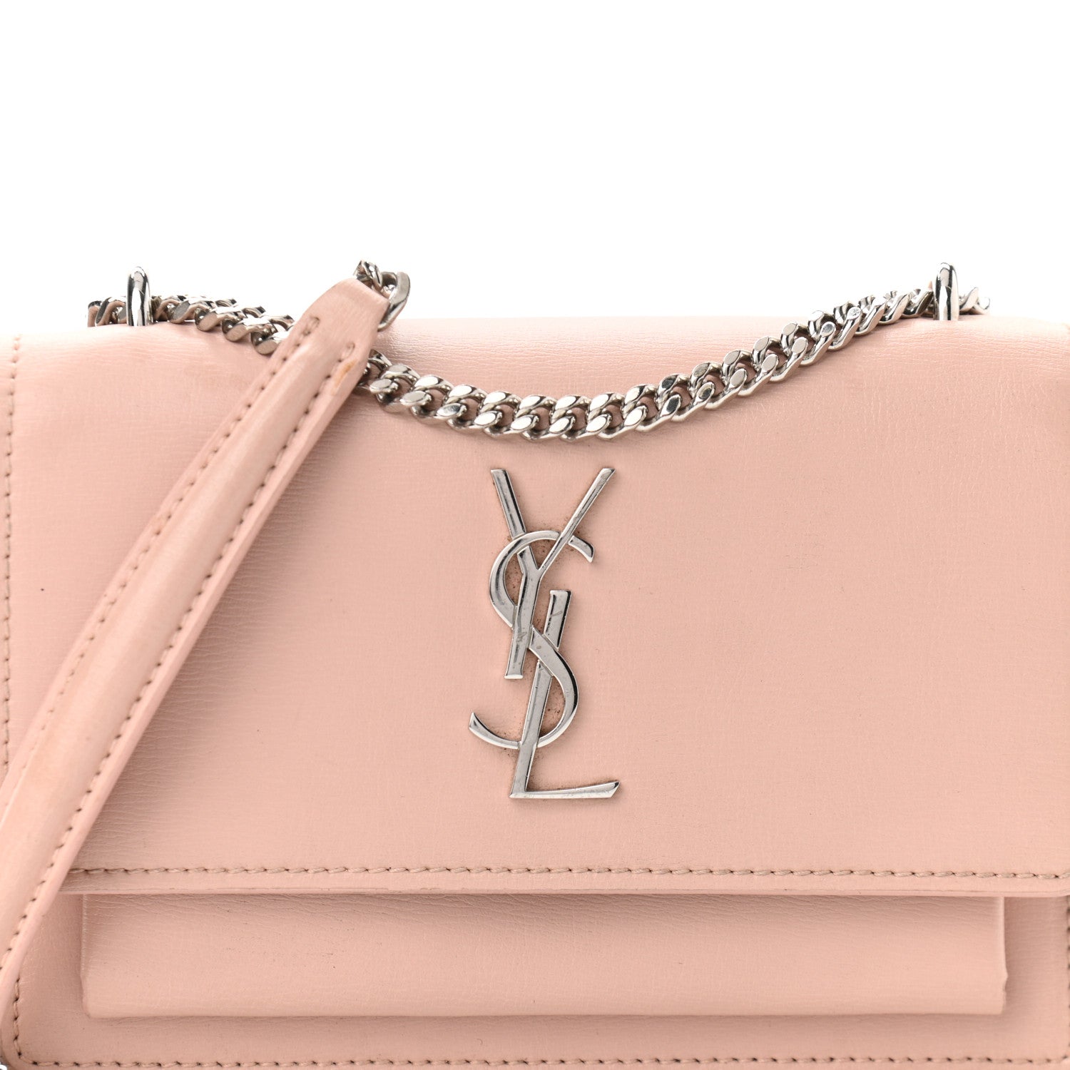 Saint Laurent Calfskin Monogram Sunset Chain Wallet Light Pink 8 of 13