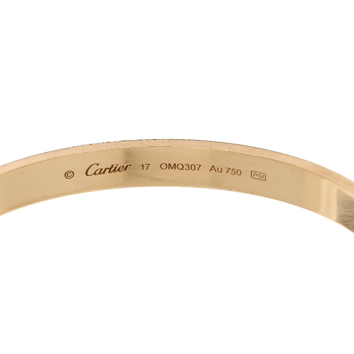18K Yellow Gold LOVE Cuff Bracelet 17