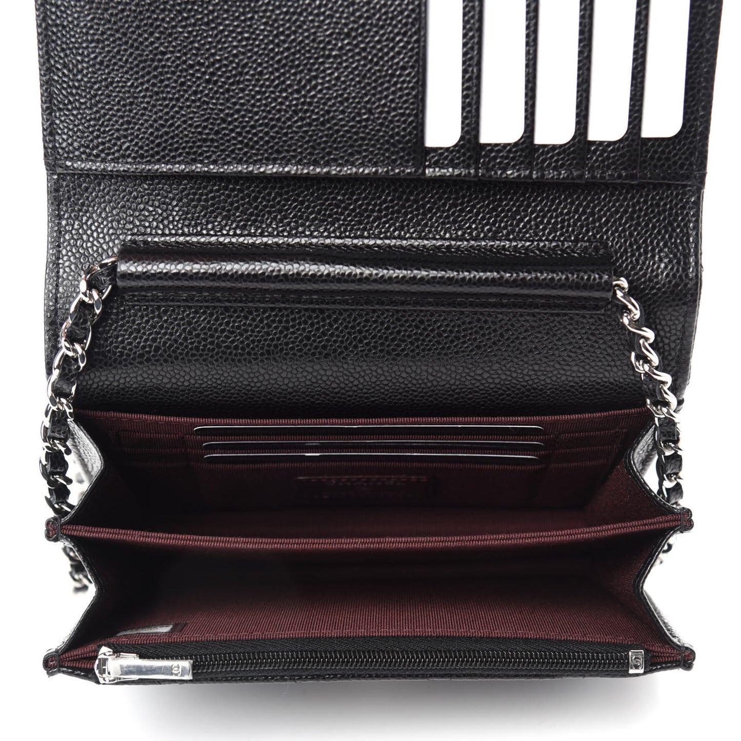 Caviar Quilted Mini Wallet On Chain WOC Black