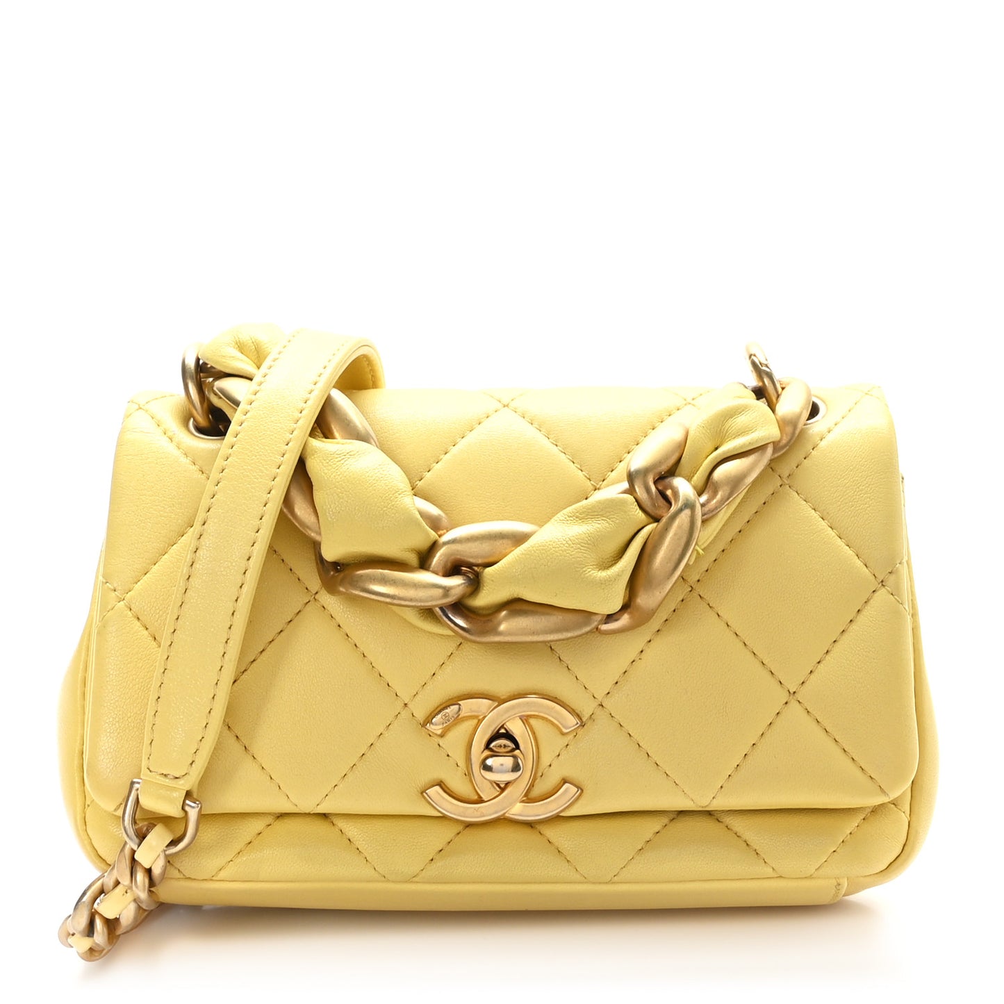 Shiny Lambskin Small Chain Is More Flap Yellow