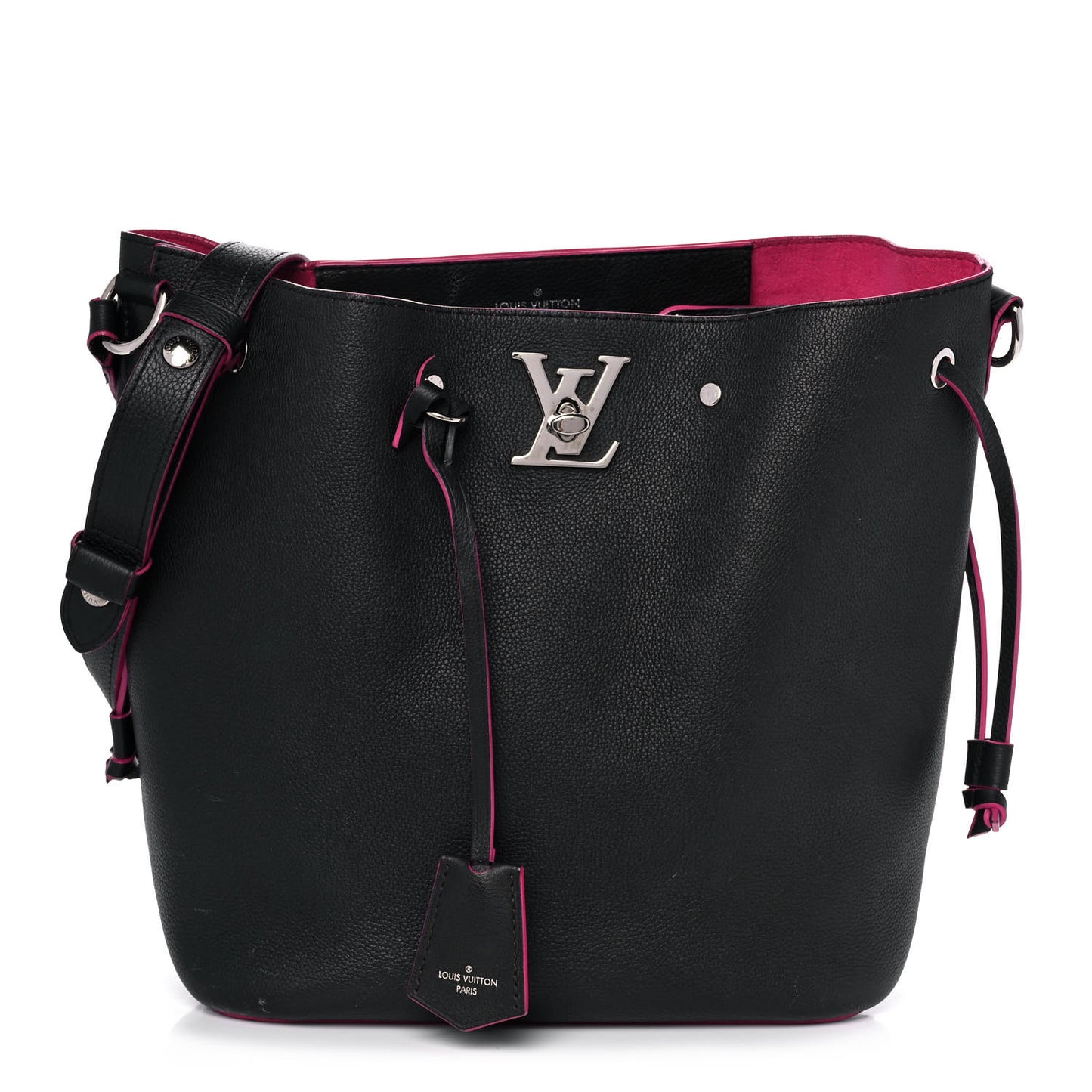 Calfskin Lockme Bucket Black
