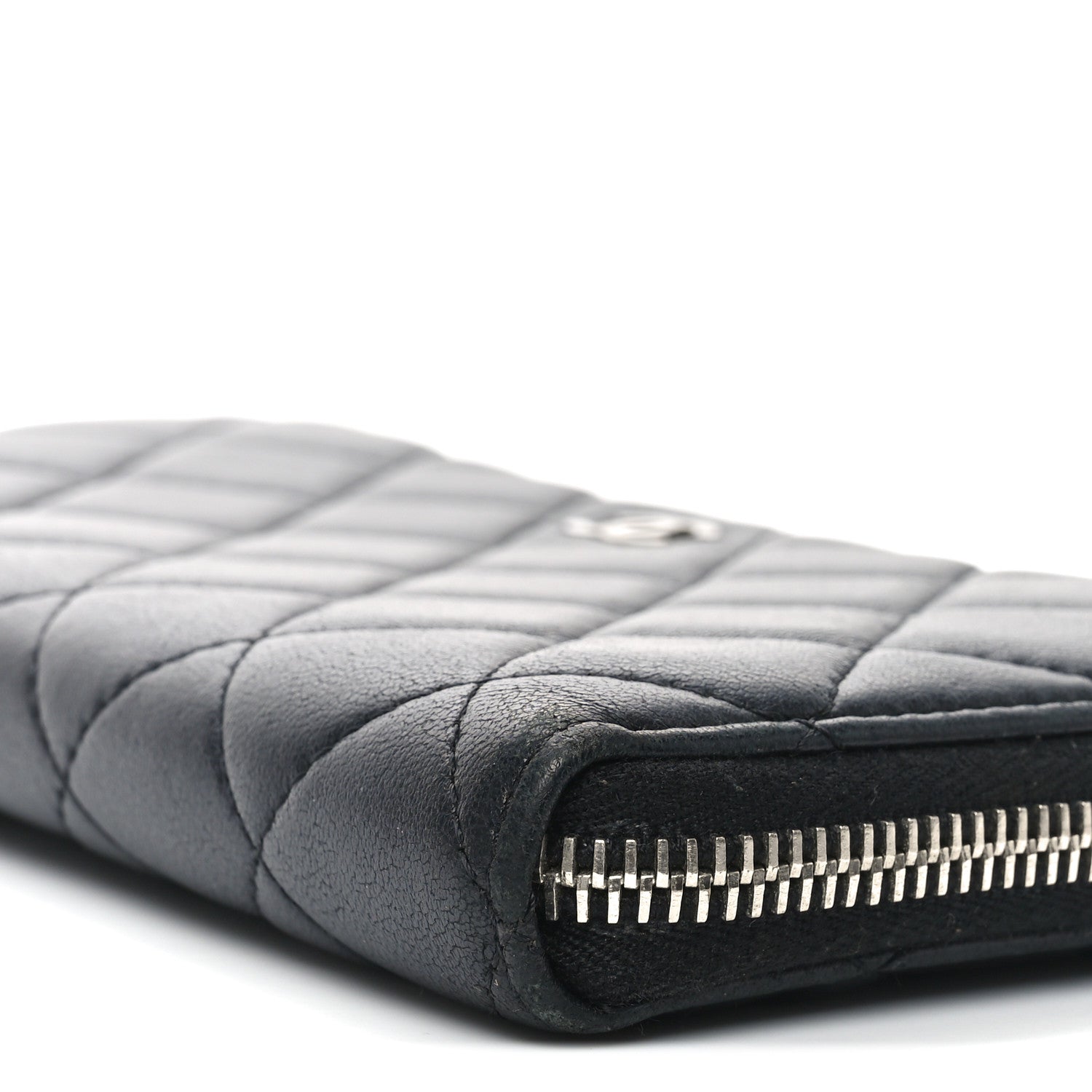 Chanel Lambskin Quilted Large Gusset Zip Around Wallet Black 10 of 10