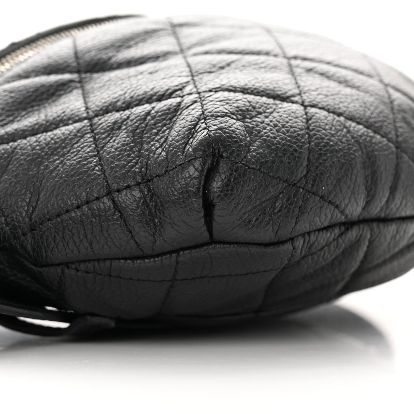 Grained Calfskin Quilted Waist Belt Bag Black