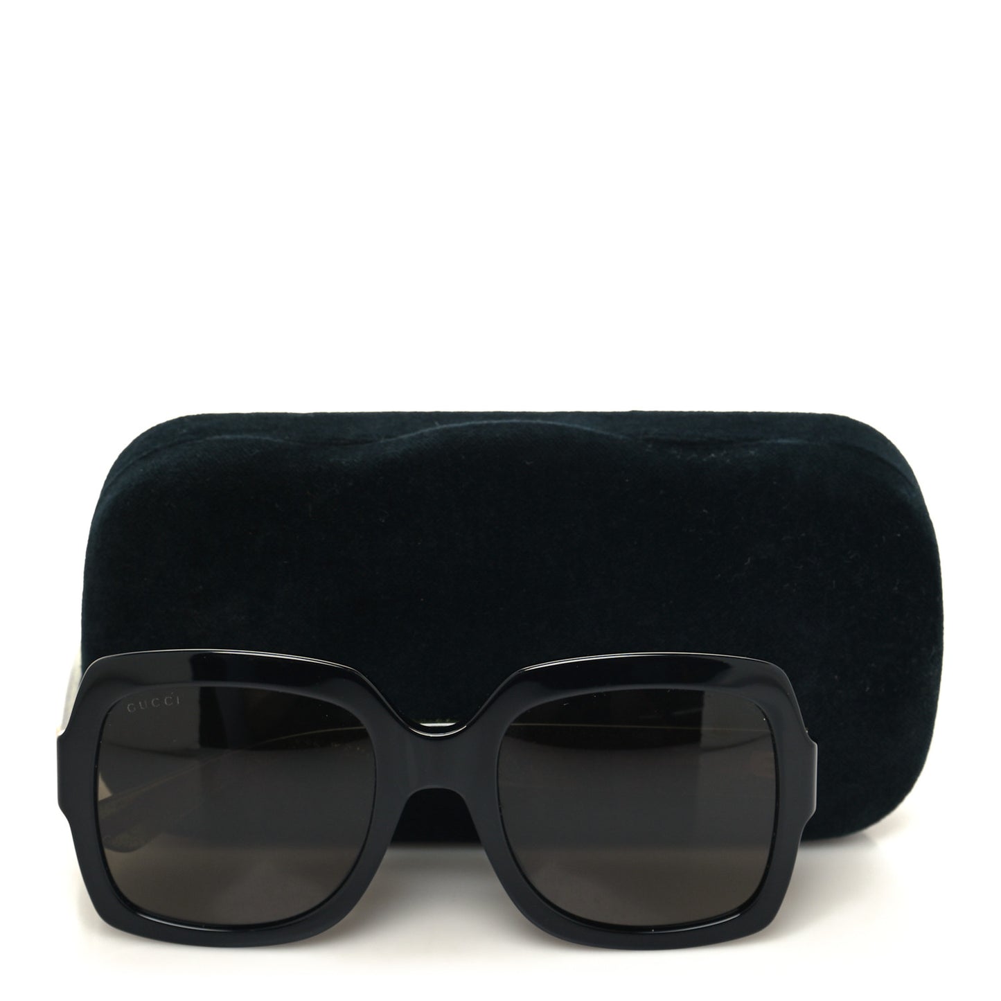 Acetate Square Frame Web Glitter Sunglasses GG0036S Black Green