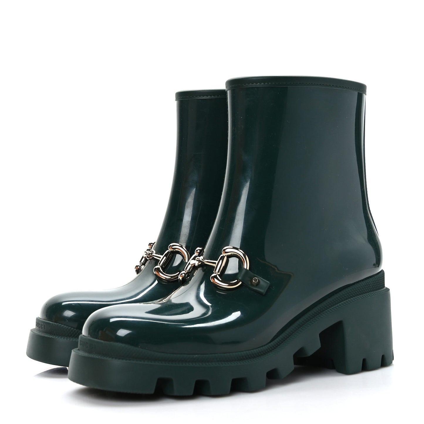 Rubber Womens Horsebit Ankle Boots 39 Vintage Green