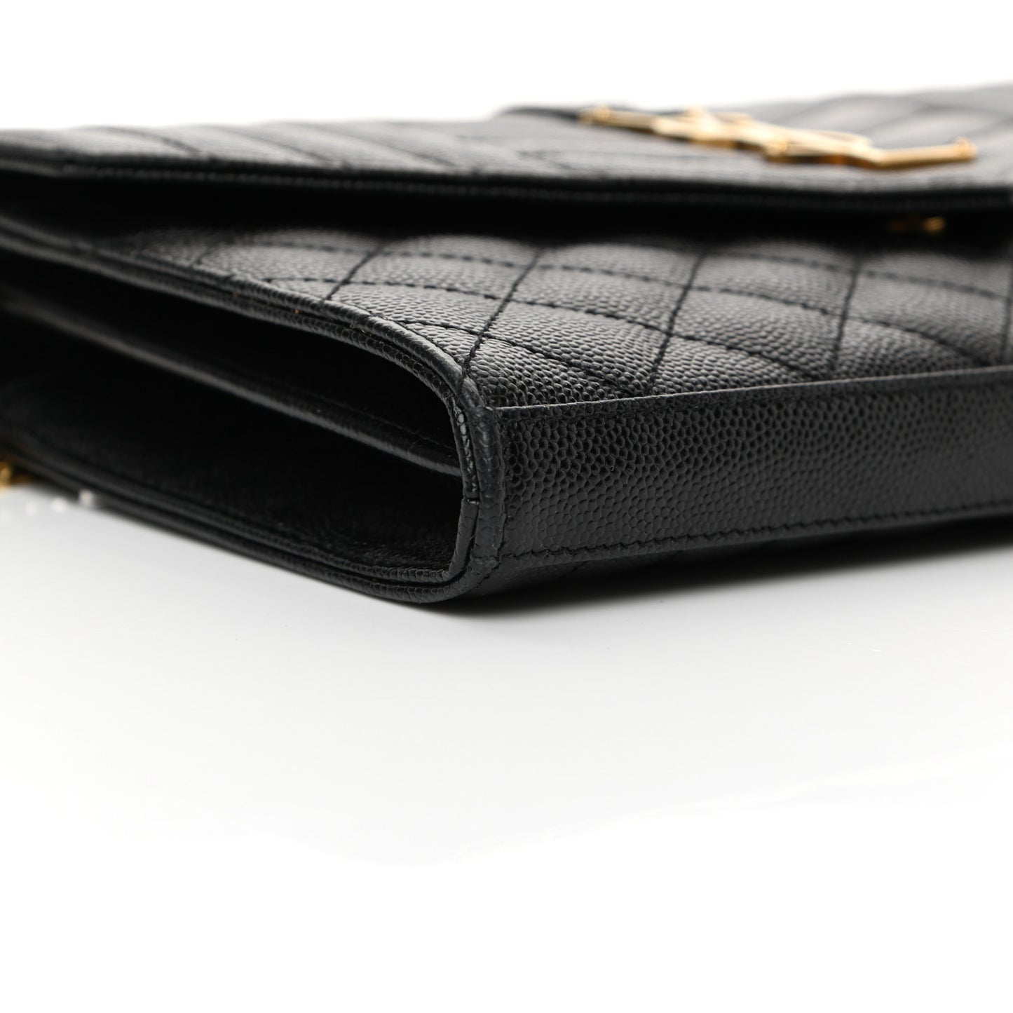 Grain De Poudre Mixed Matelasse Triquilt Monogram Chain Wallet Black