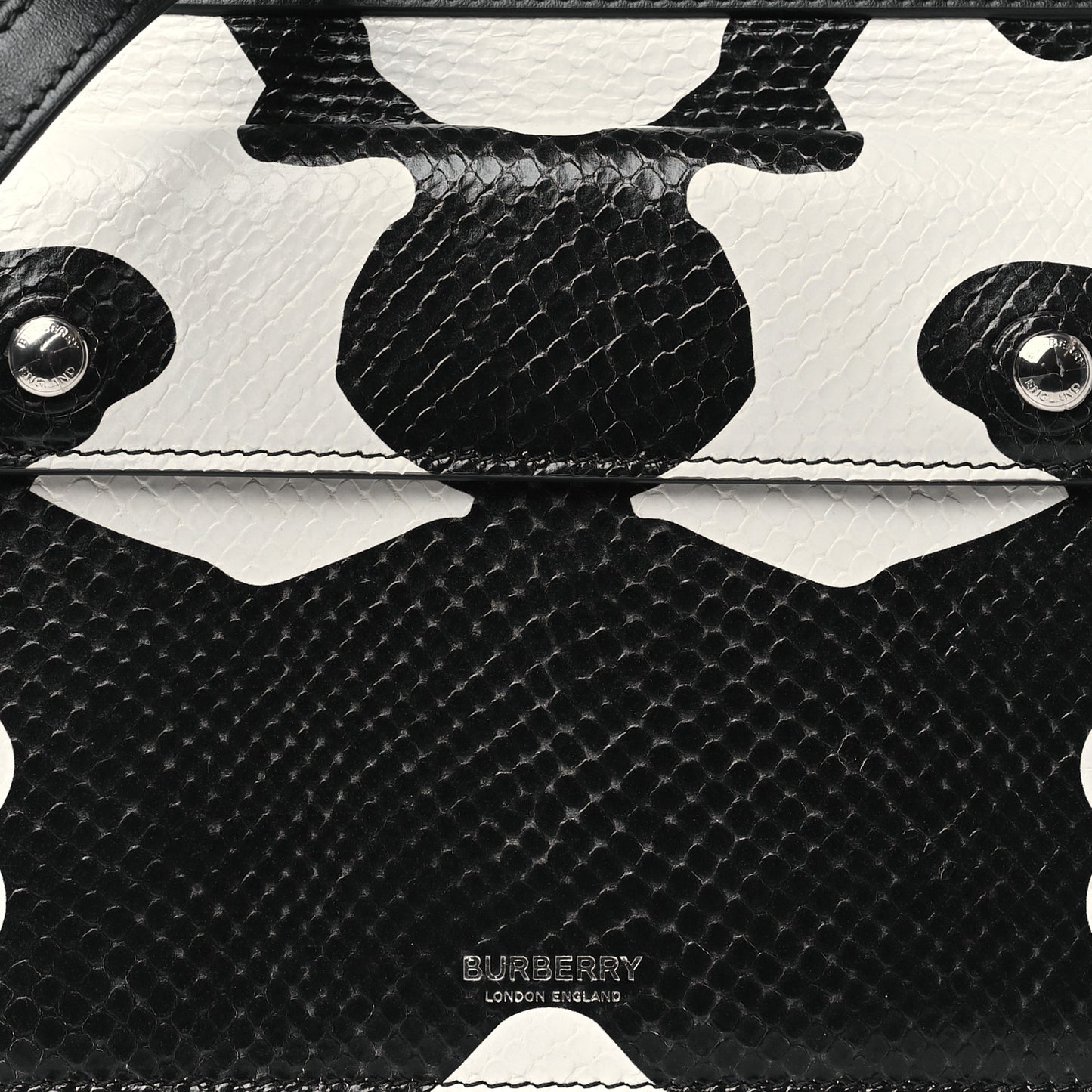 Calfskin Snakeskin Cow Print Mini Pocket Bag Black White